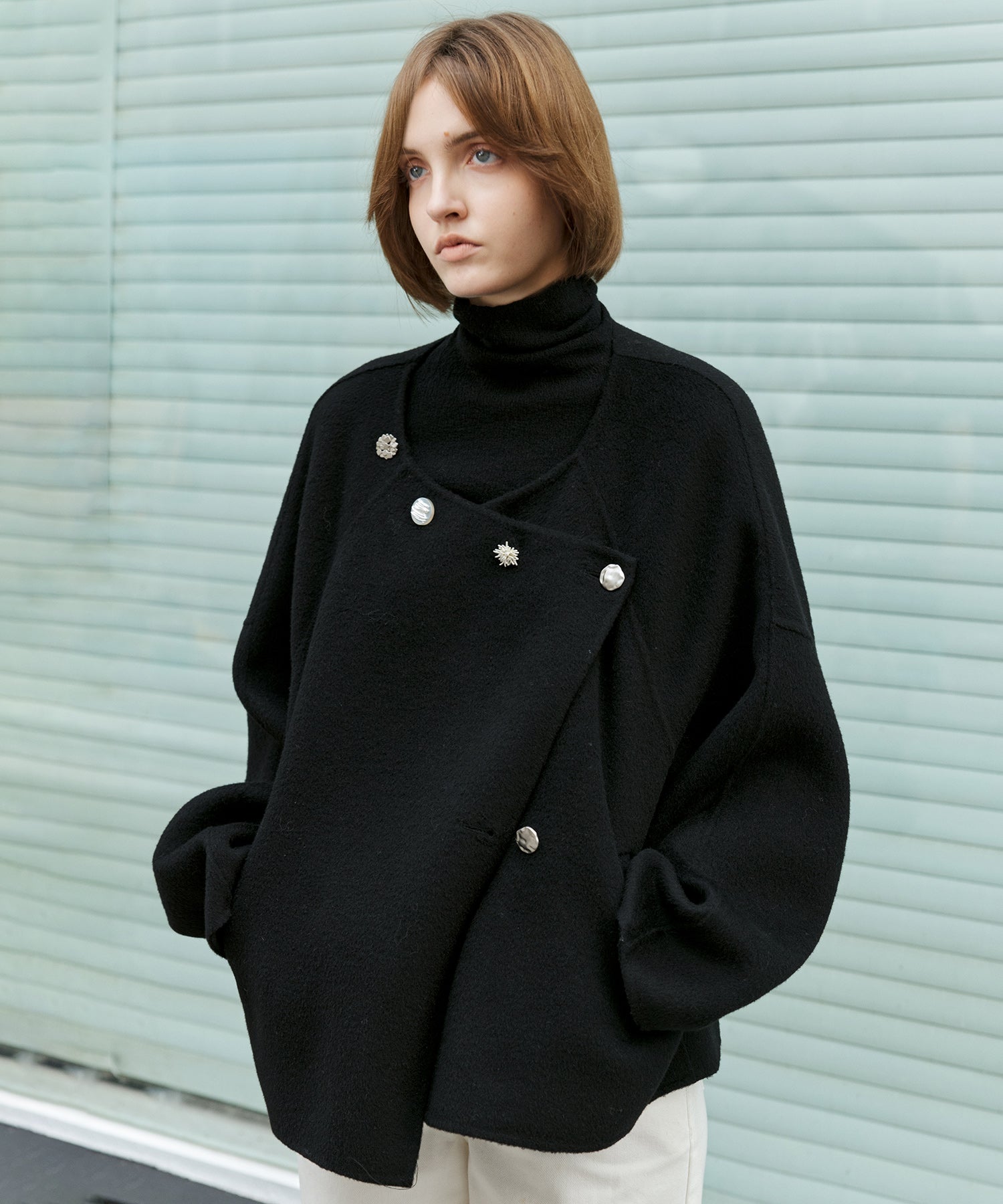 100% Wool Multi-Button Double-Face Short Coat