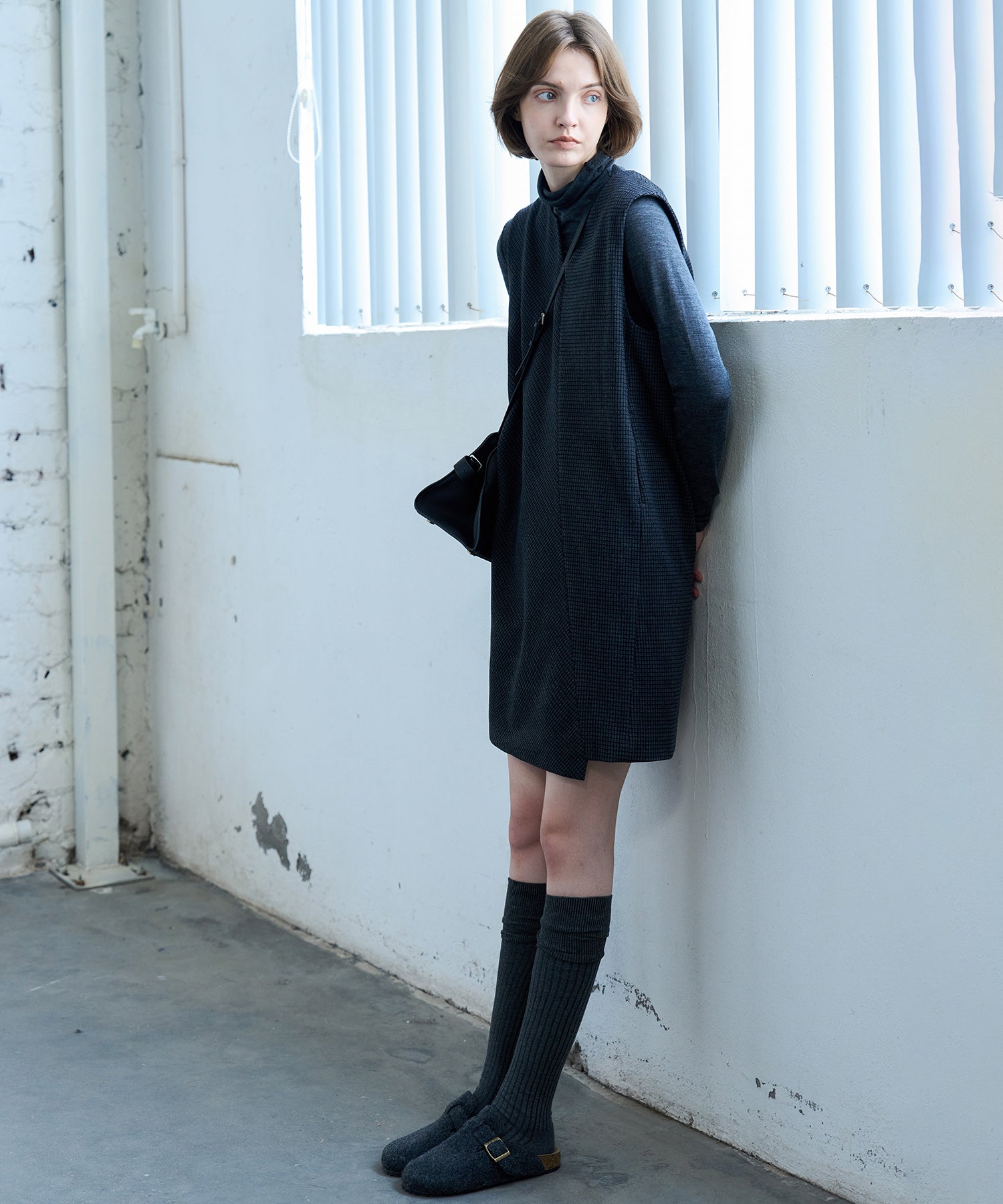 Jacquard Check Straight Jumper Dress