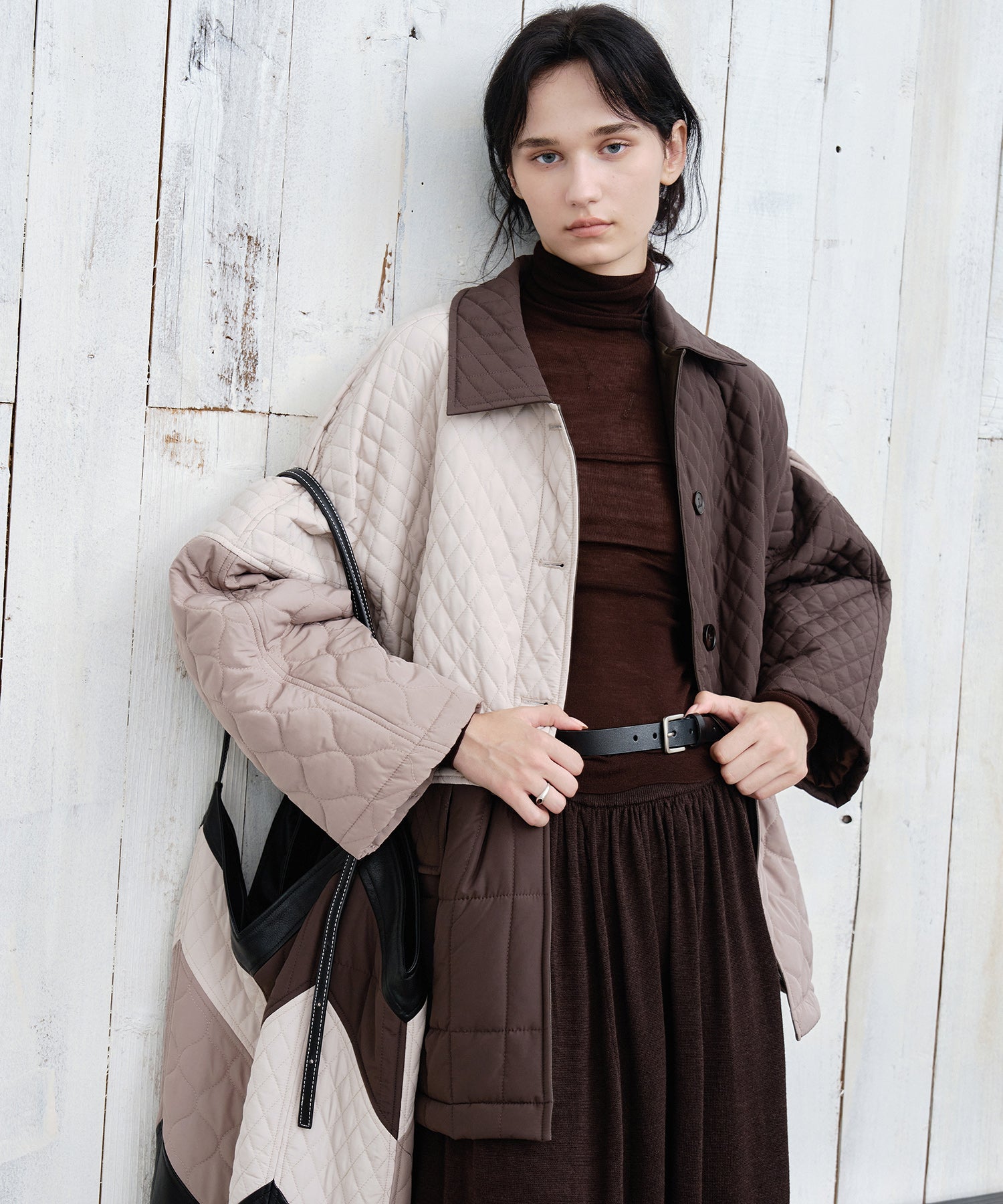 Geometric Colorblock Quilted Jacket