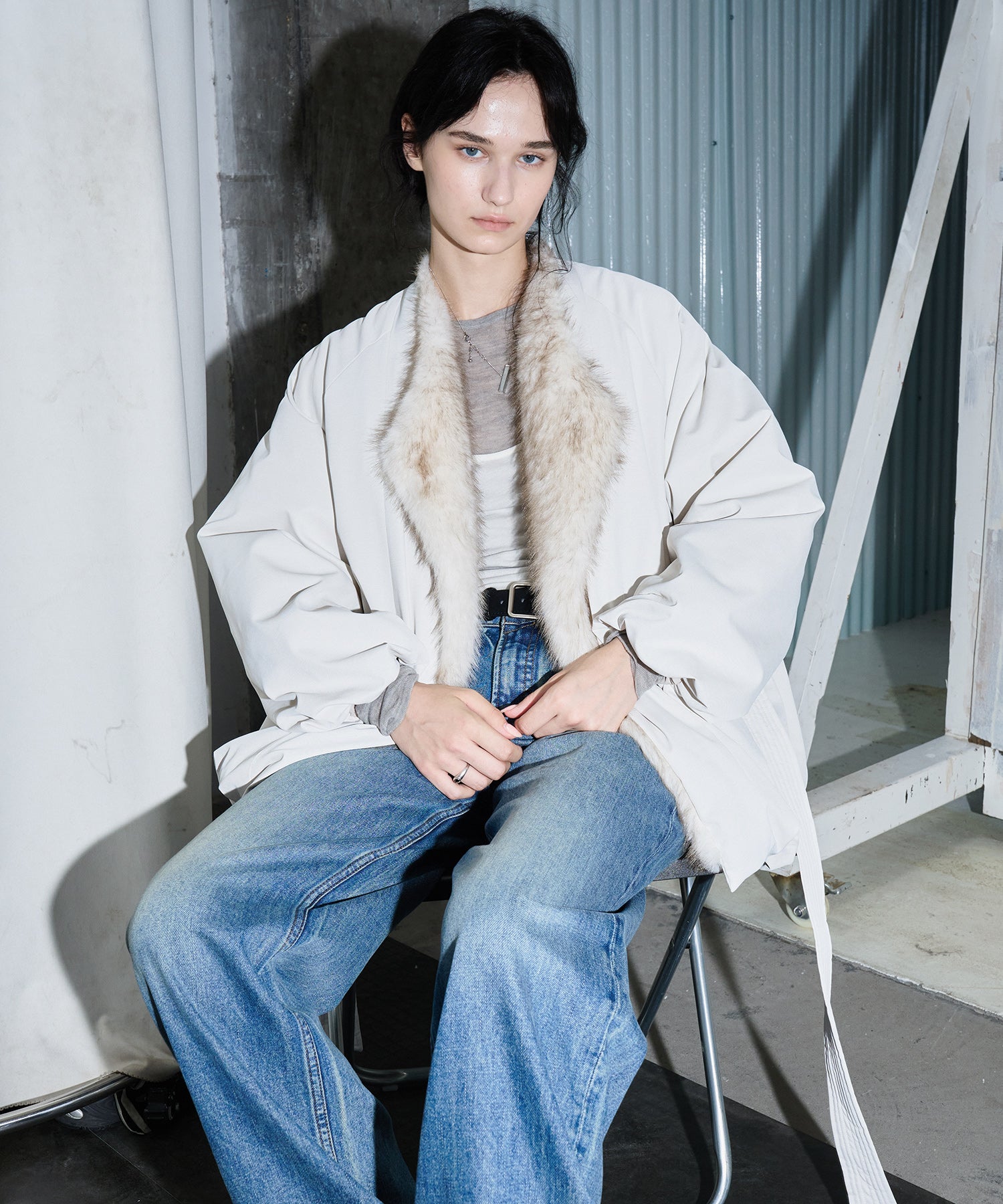 Faux Fur Collar Balloon Down Jacket