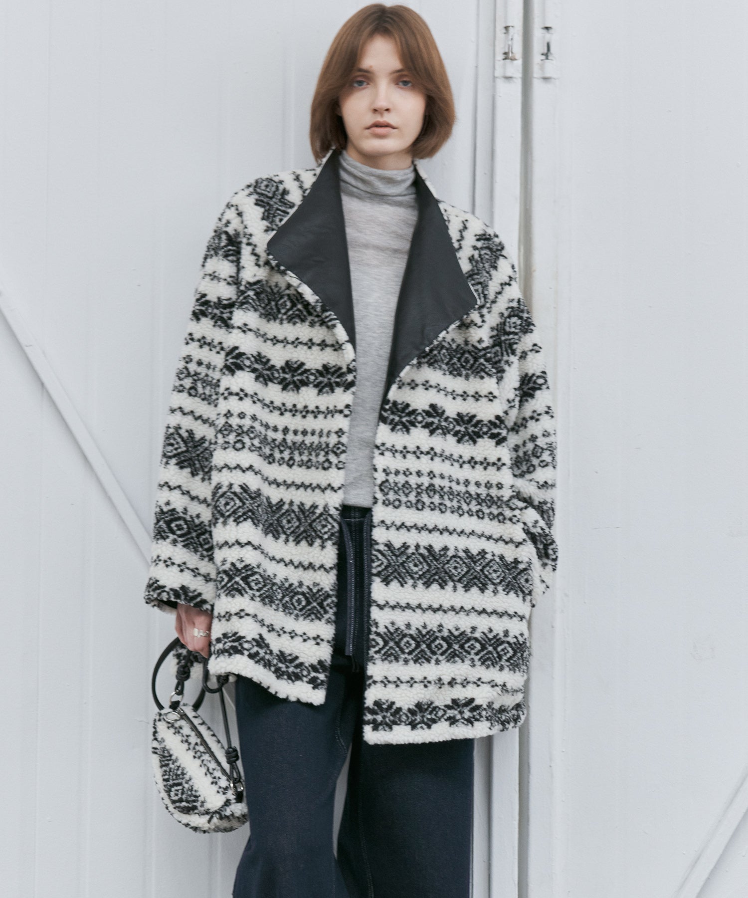 Fair Isle Relaxed Fit Fleece Jacket