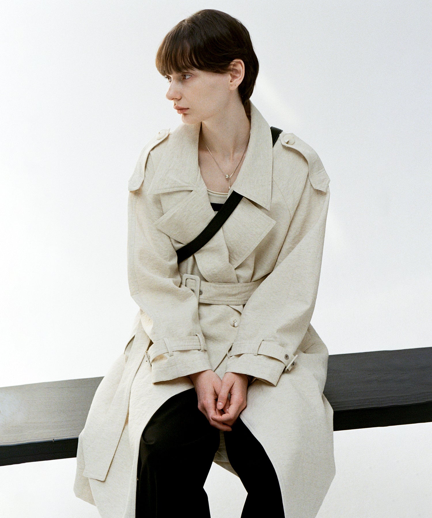 Double-Breasted Epaulette Trench Coat