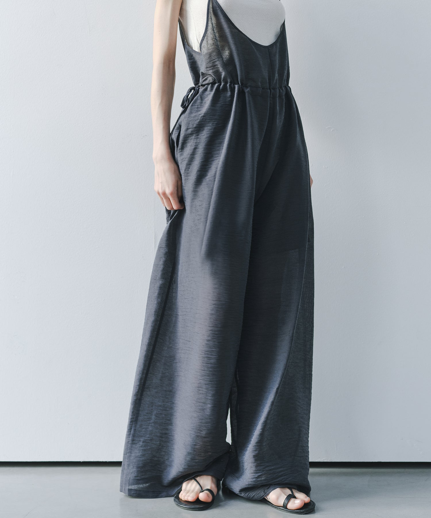「7月中旬~下旬出荷」Multi-Way Linen Blend Wide Jumpsuit