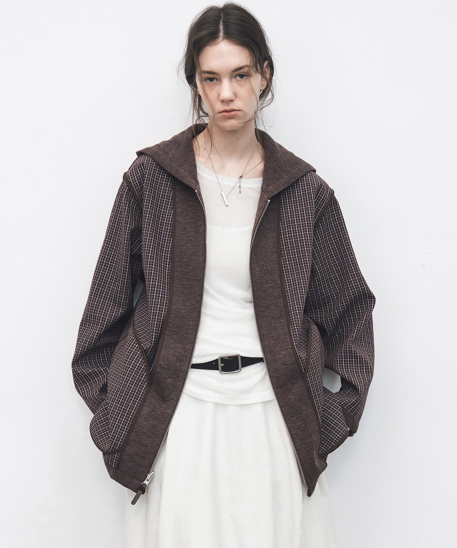 Plaid Double-Sided Oversized Zip Hoodie