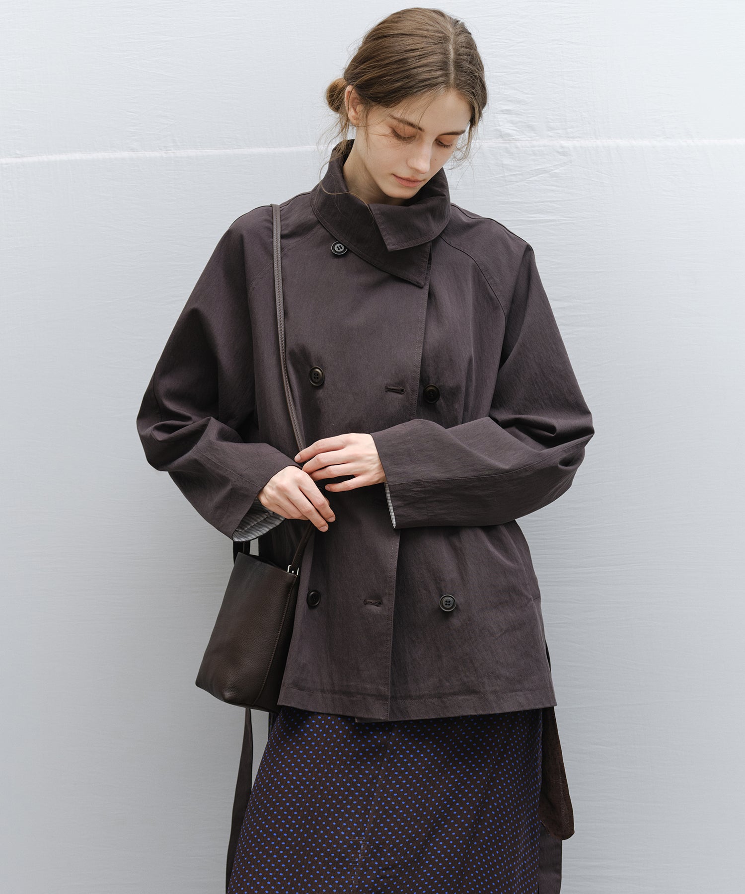 Wrap Collar Belted Cropped Trench Jacket