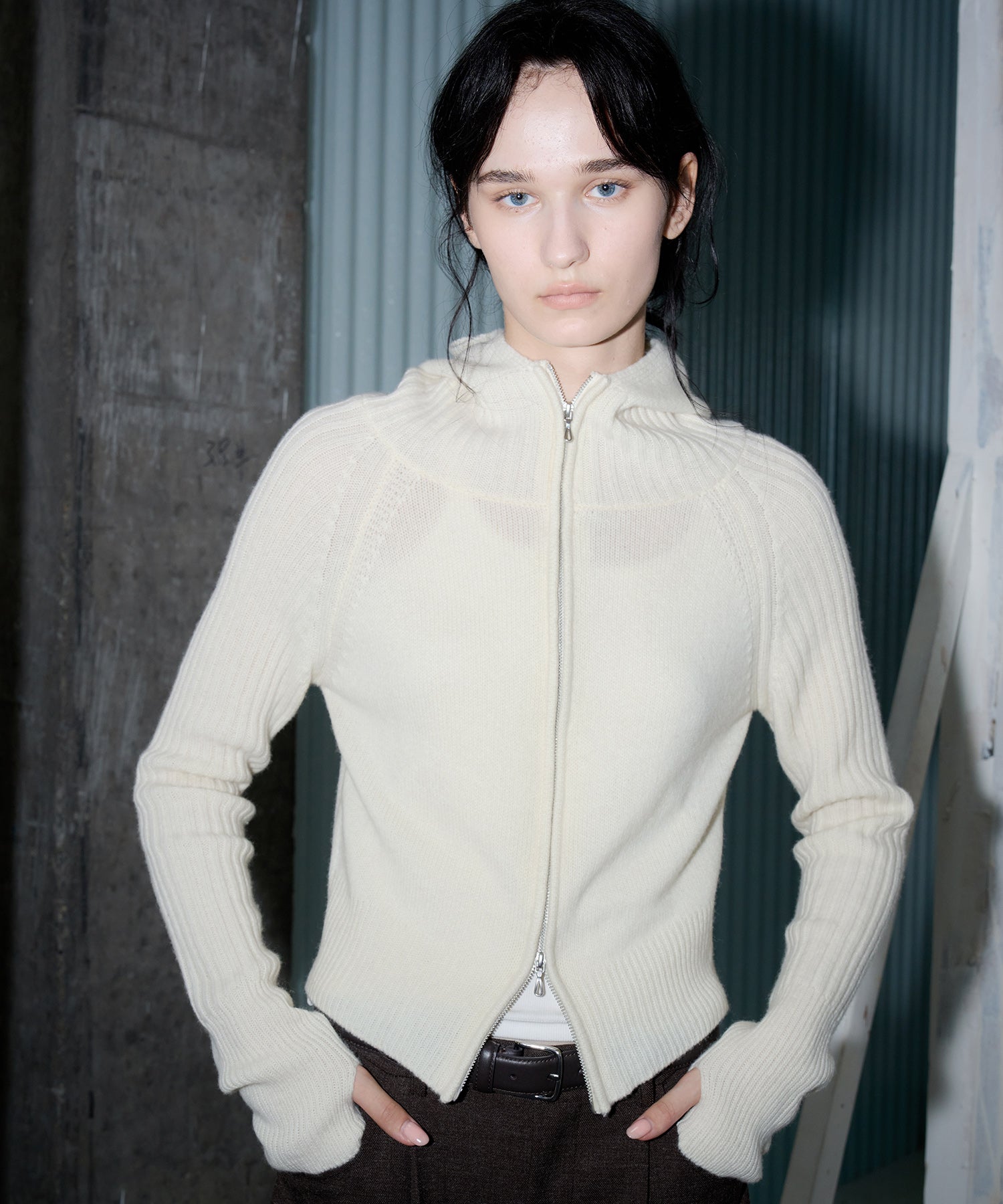 100% Wool Open Front Hooded Knit Cardigan