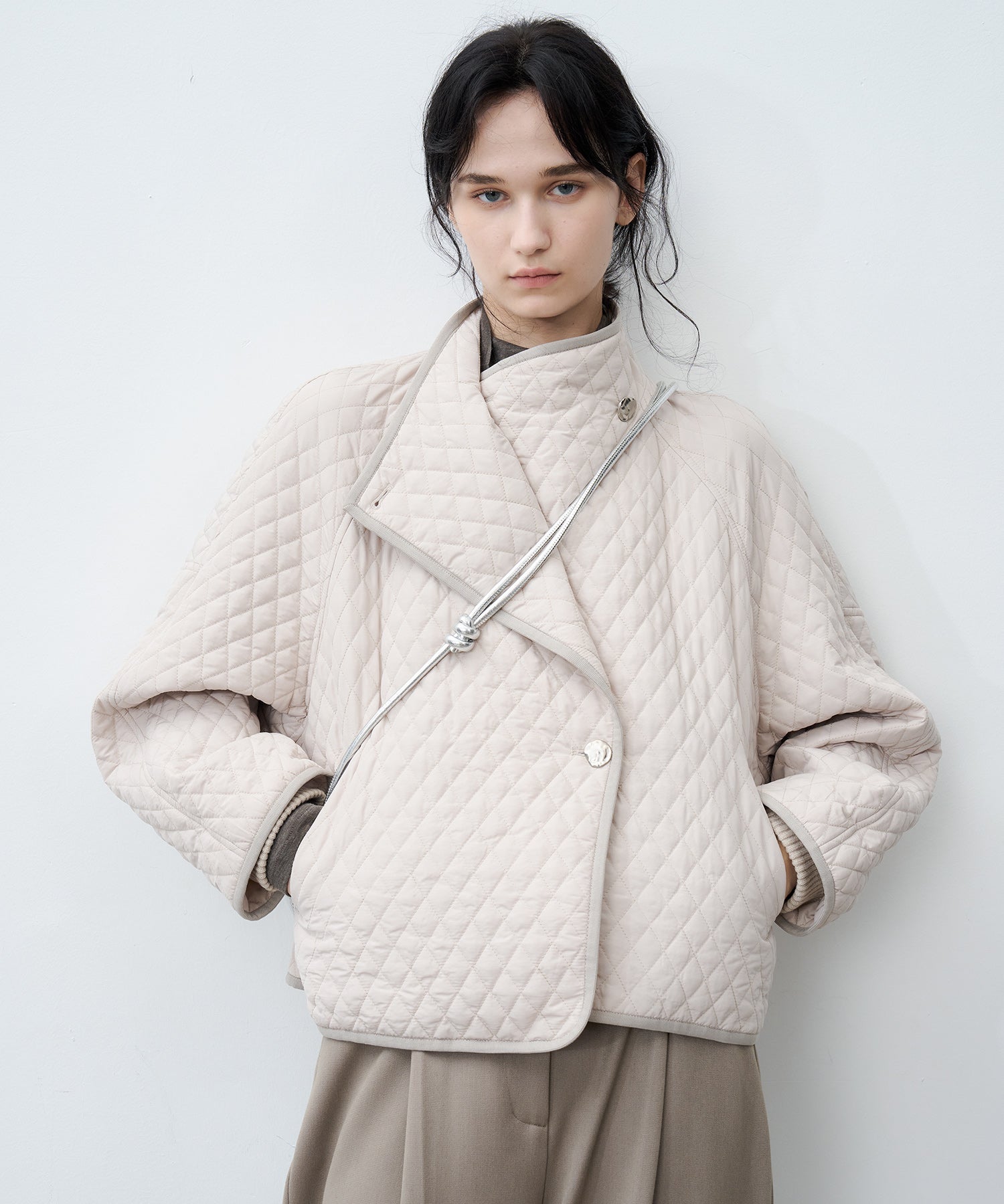 Asym Collar Quilted Padded Jacket