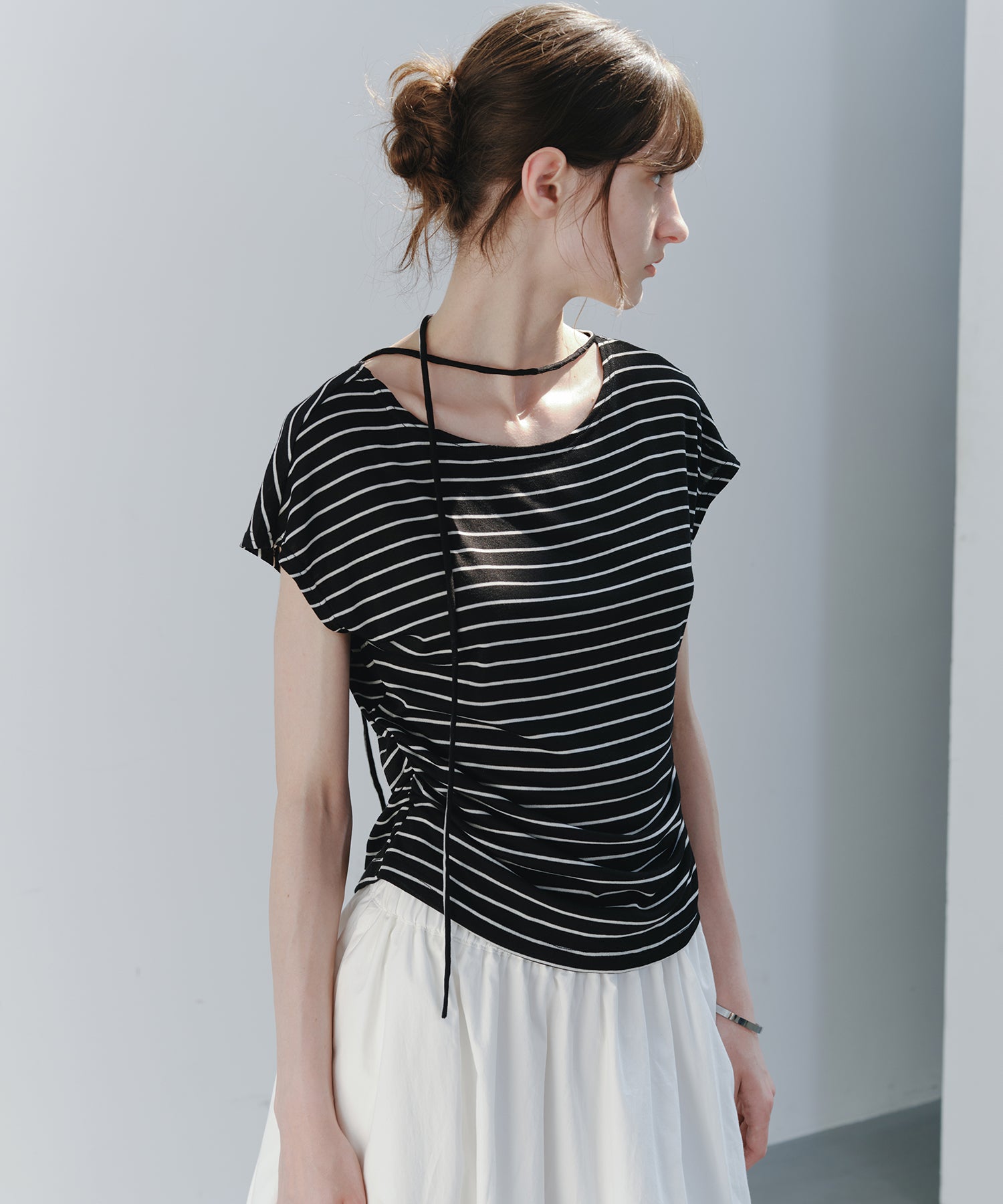 「6月上旬~中旬出荷」Cord Ribbon French Sleeve T-Shirt
