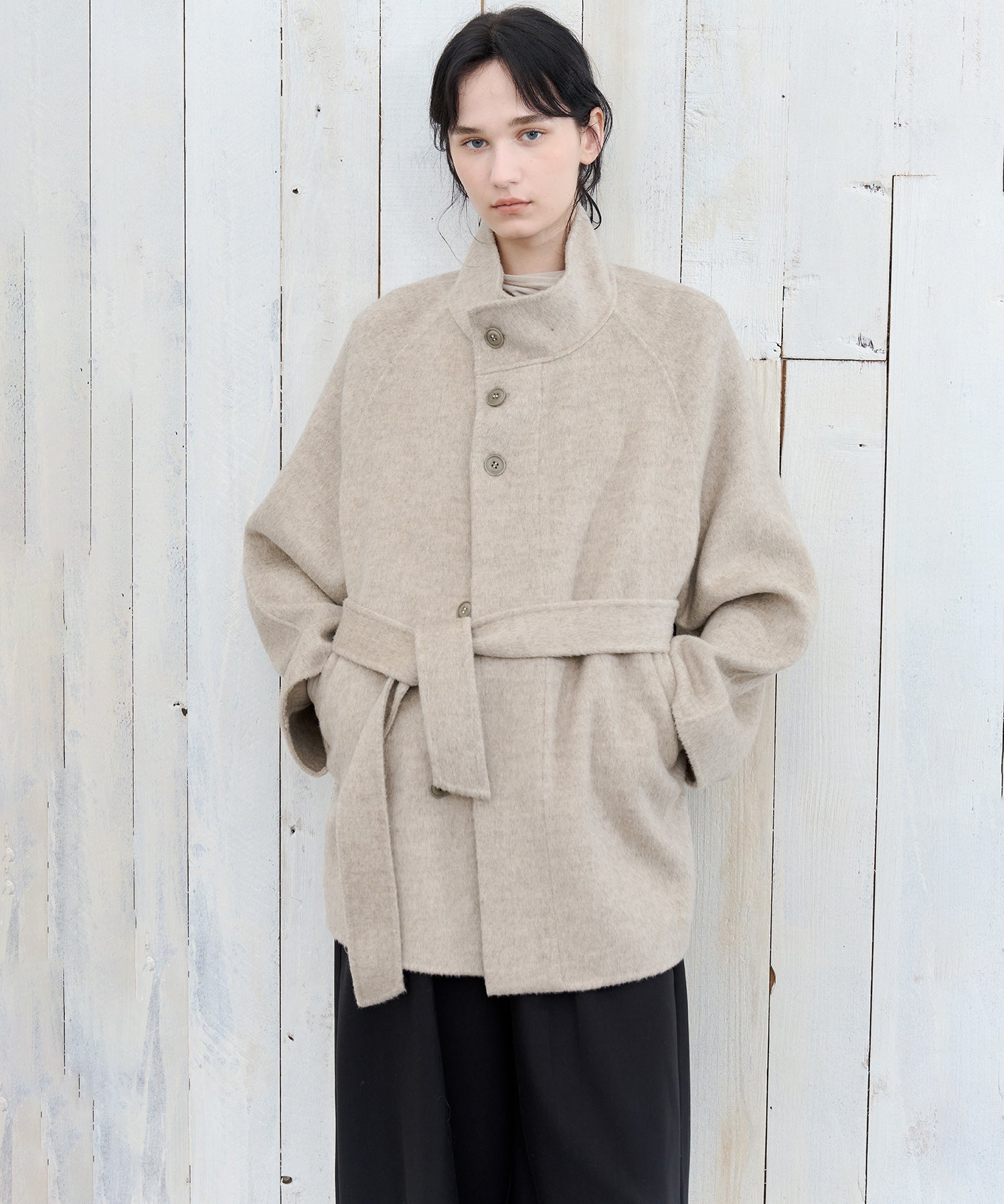Wool Stand Collar Short Coat