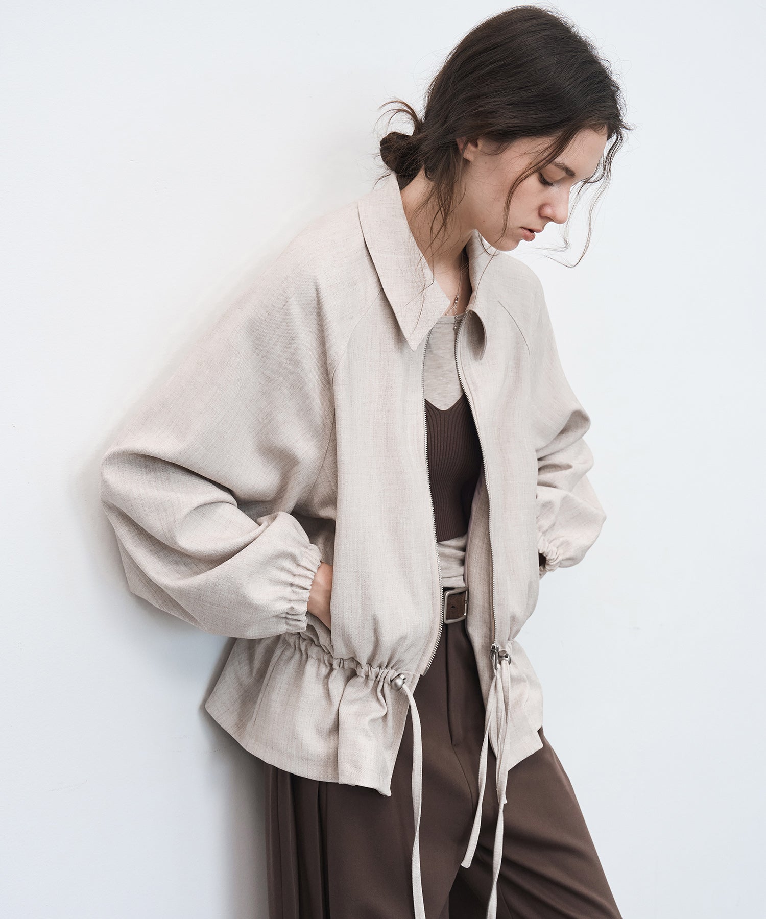 Drawstring-Waist Casual Jacket