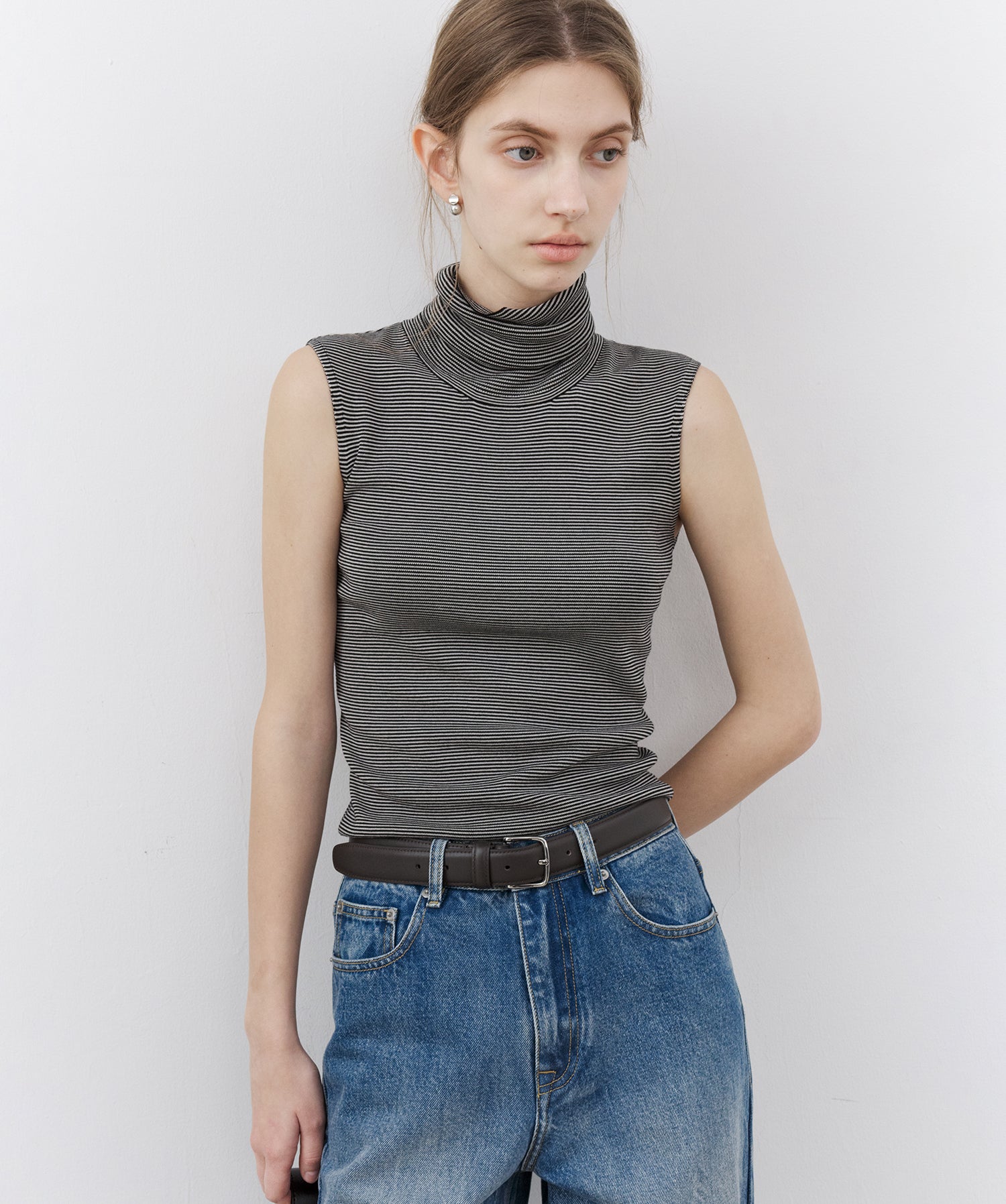 Lyocell Silk Blend High-Neck Knit Tank