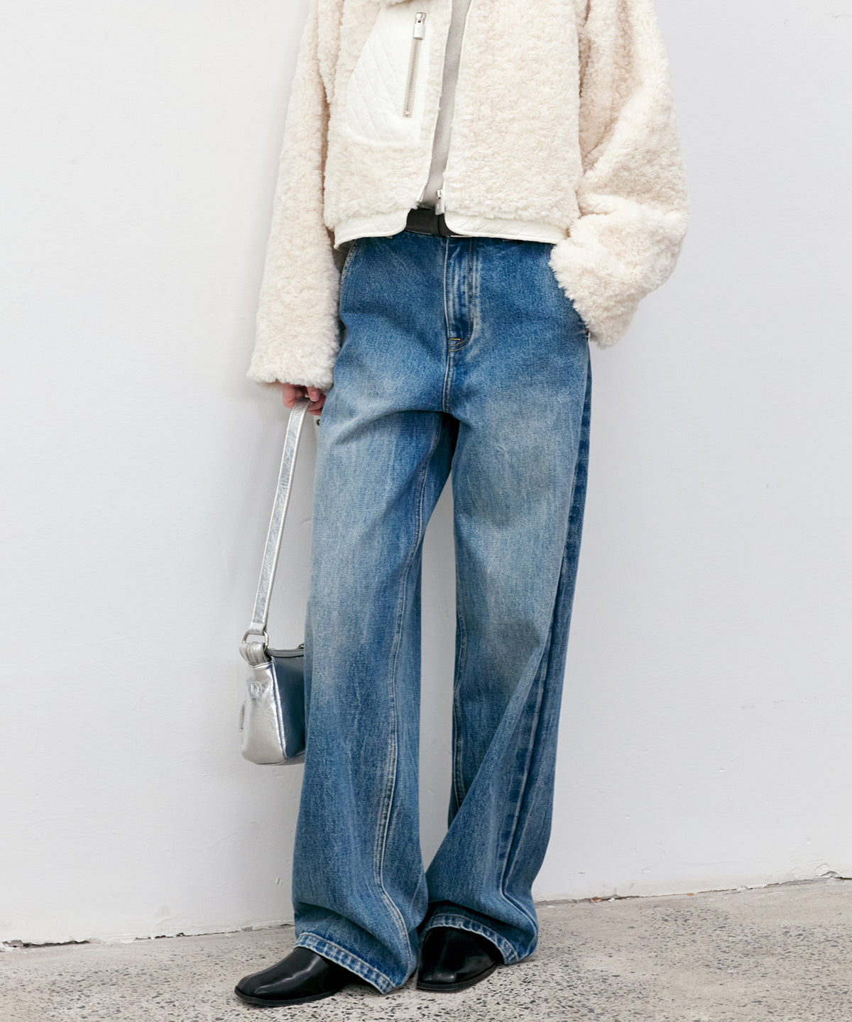 High-Rise Wide-Leg Naron Denim Pants