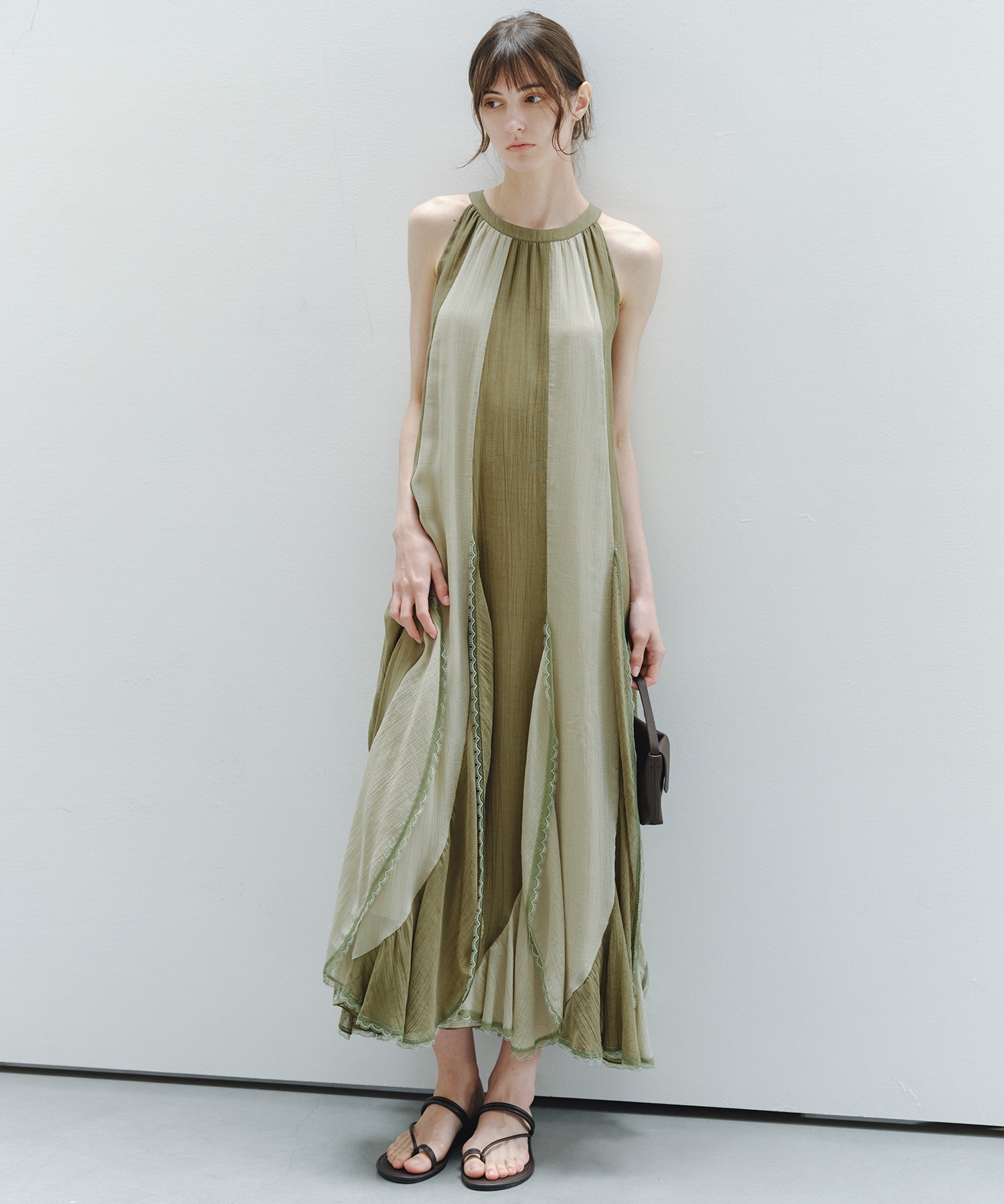 「6月上旬~中旬出荷」Color Block Layered Sleeveless Dress