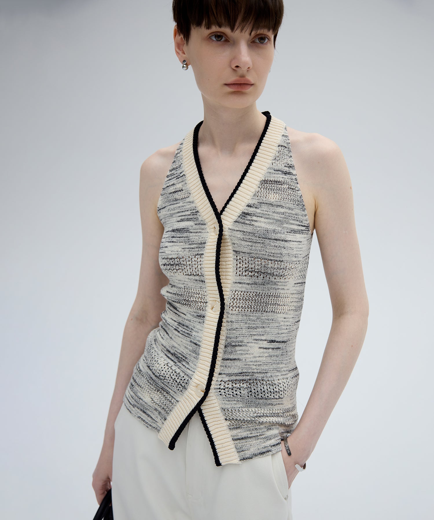 Melange Halter Knit Top