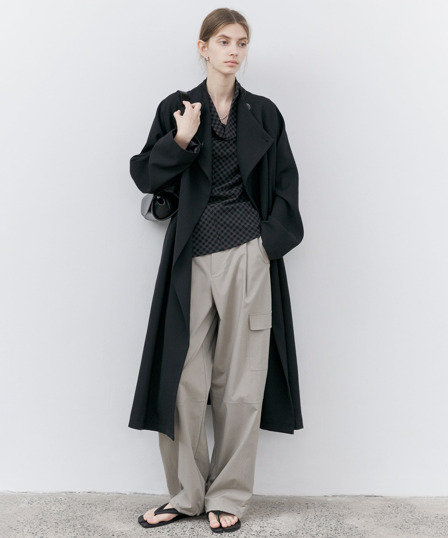 Asymmetric Collar Raglan Sleeve Long Coat