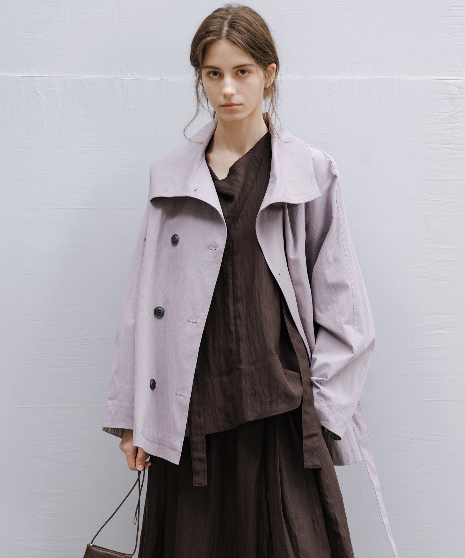 Wrap Collar Belted Cropped Trench Jacket