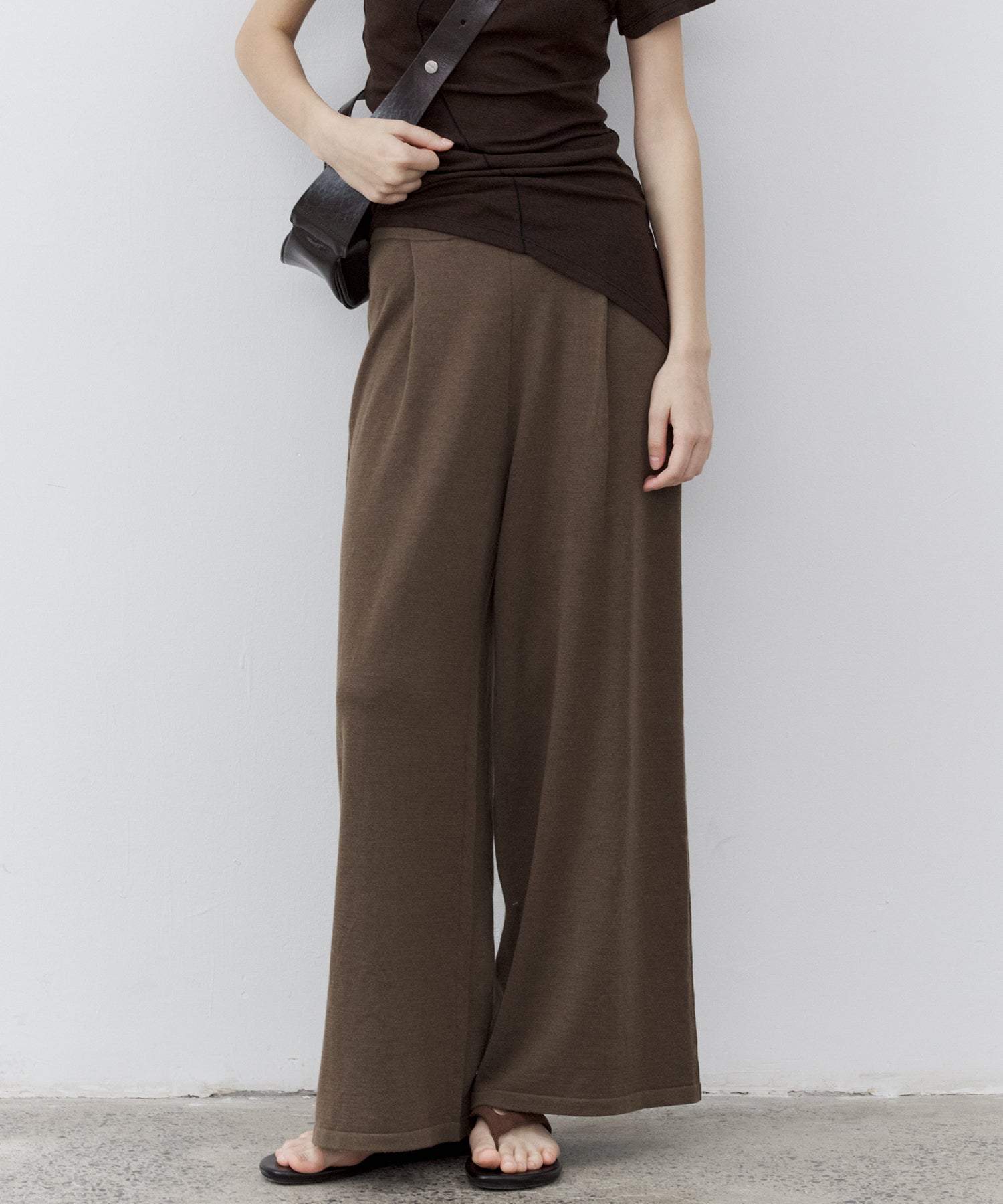 Drawstring Knit Wide Pants