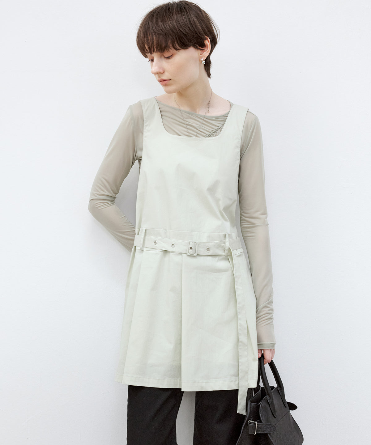 Belted Pleated Mini Dress
