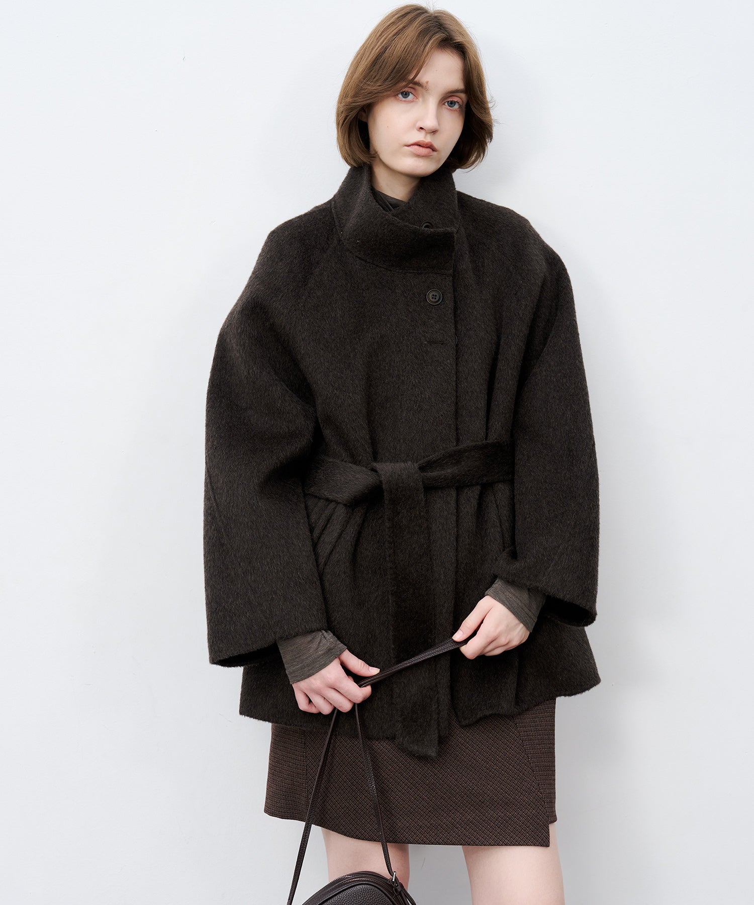 Wool Stand Collar Short Coat