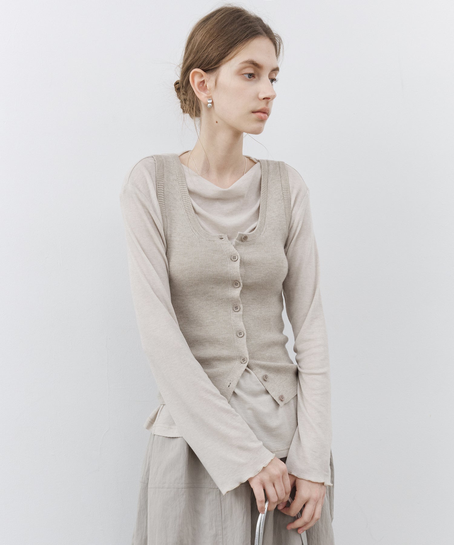 Rib Knit Button-Front Tank Top