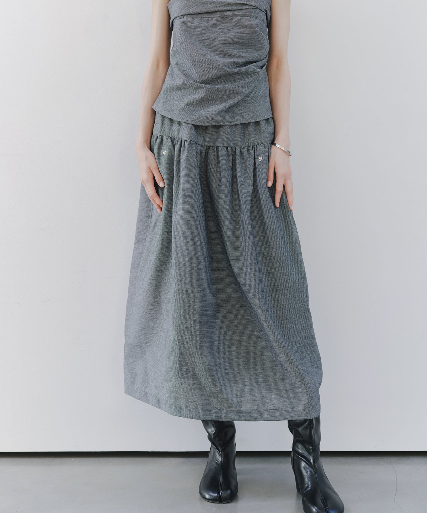 「7月上旬~中旬出荷」Linen-Like Balloon Skirt
