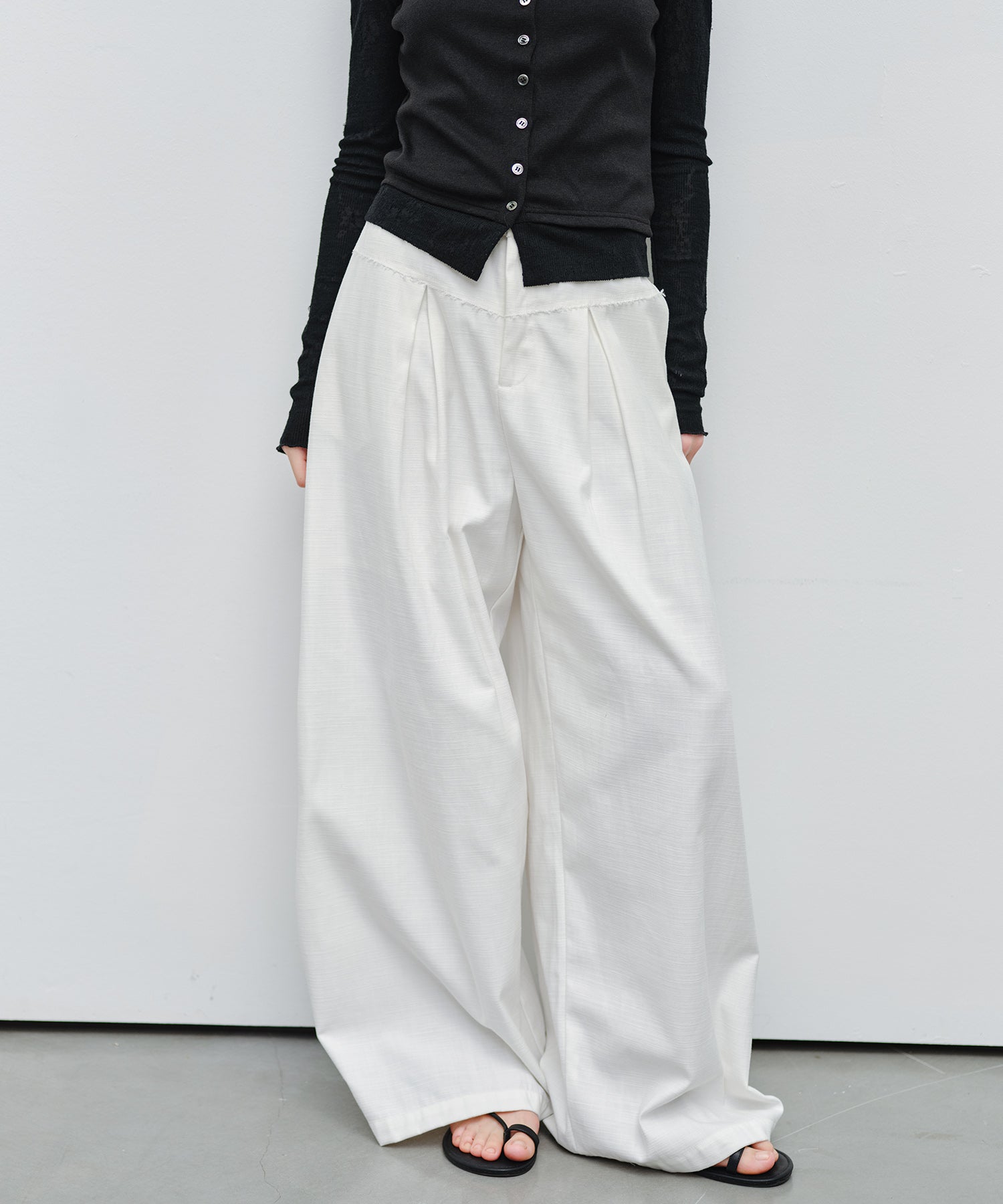「9月下旬出荷予定」Paneled Drawstring Wide Pants
