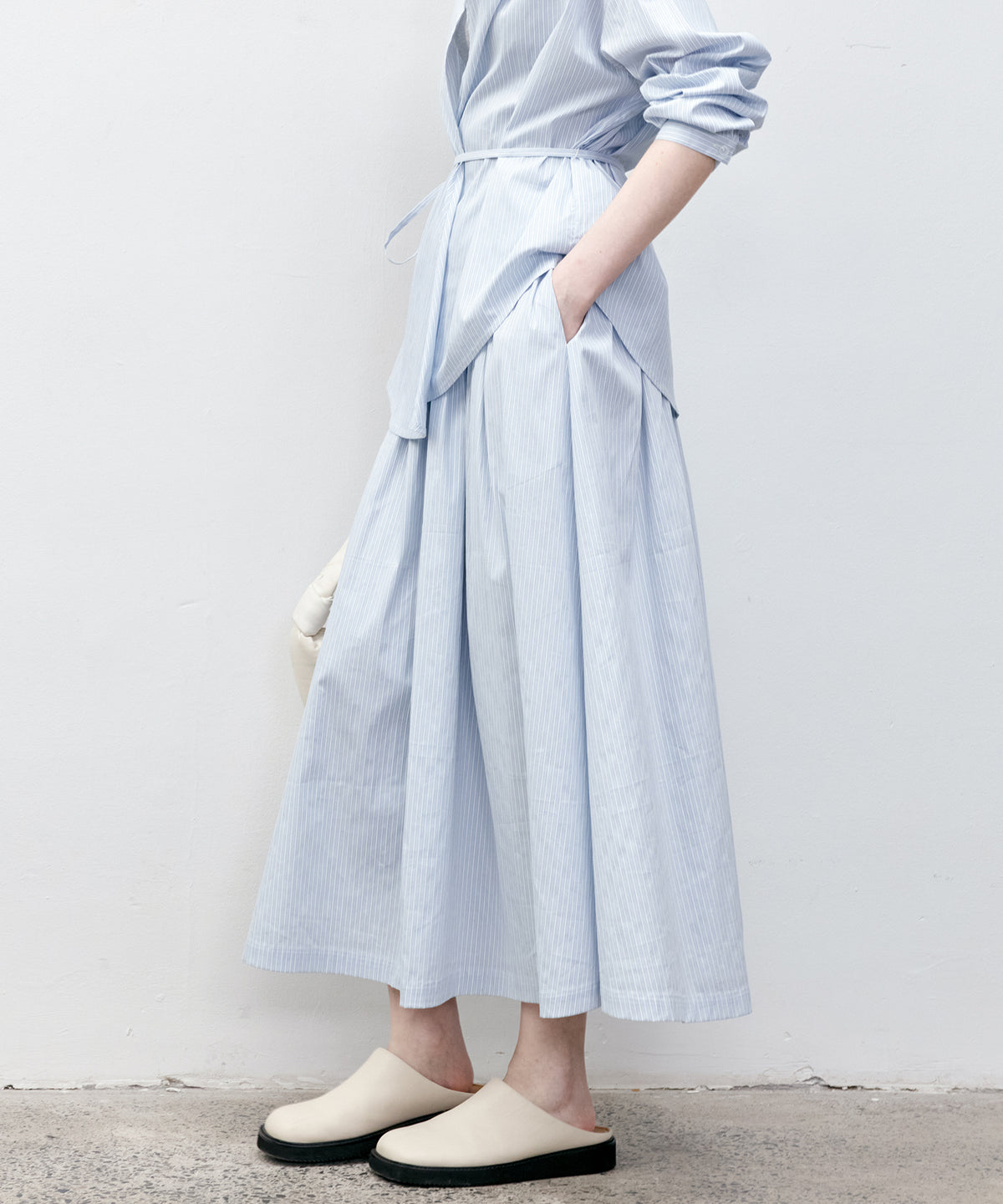 Striped & Checked Gathered Flare Skirt