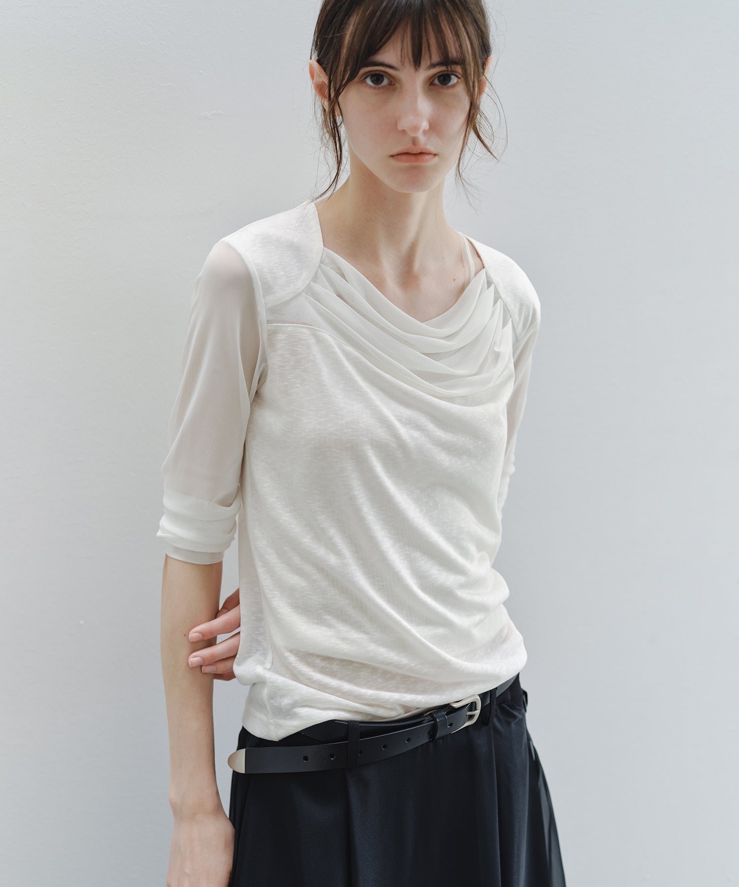 「6月上旬~中旬出荷」Draped Sheer Top