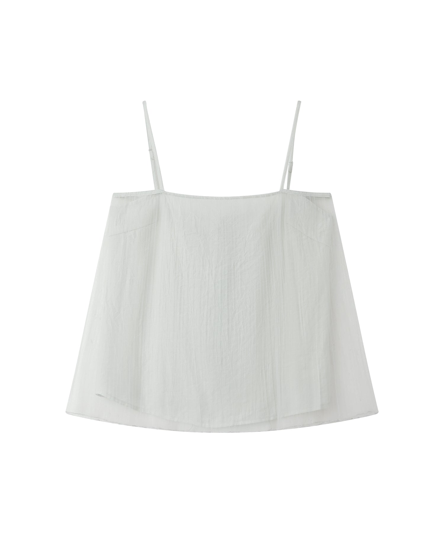 「7月中旬~下旬出荷」Sheer Pleated Back Tie Camisole Top