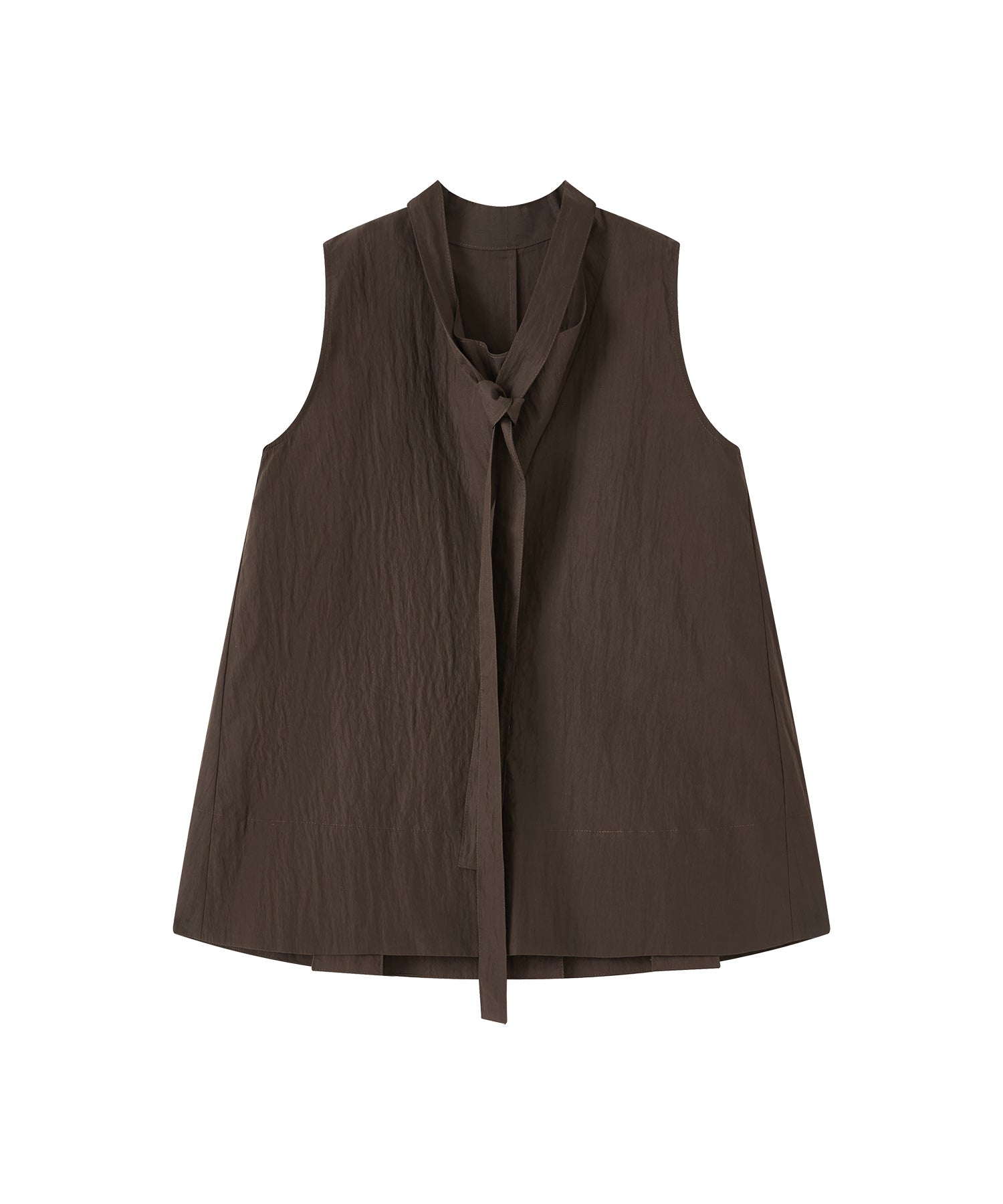 Tie-Neck Sleeveless Textured Blouse