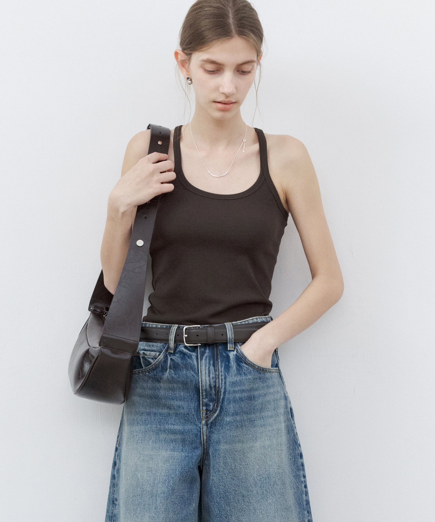 Stretch Ribbed U-Neck Tank Top