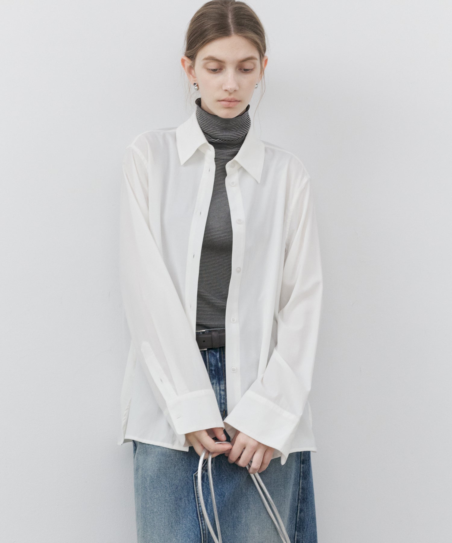 2-Way Asymmetric Button Long Sleeve Shirt