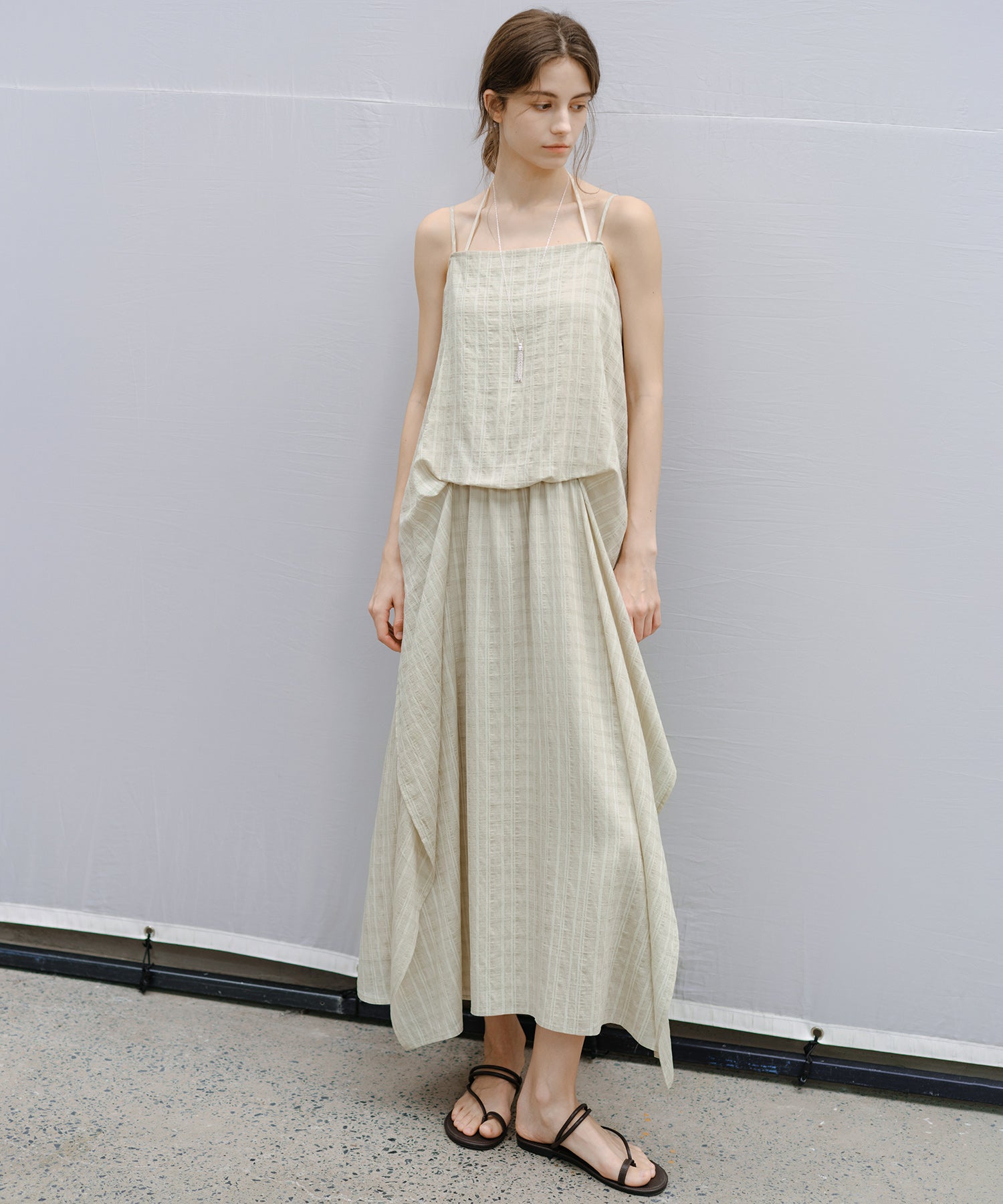 Textured Crepe Slip Dress