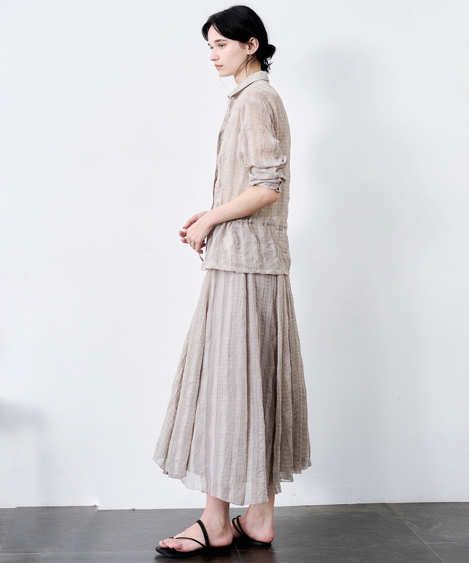 Asymmetric Hem Crinkled Check Midi Skirt – A-Line Silhouette