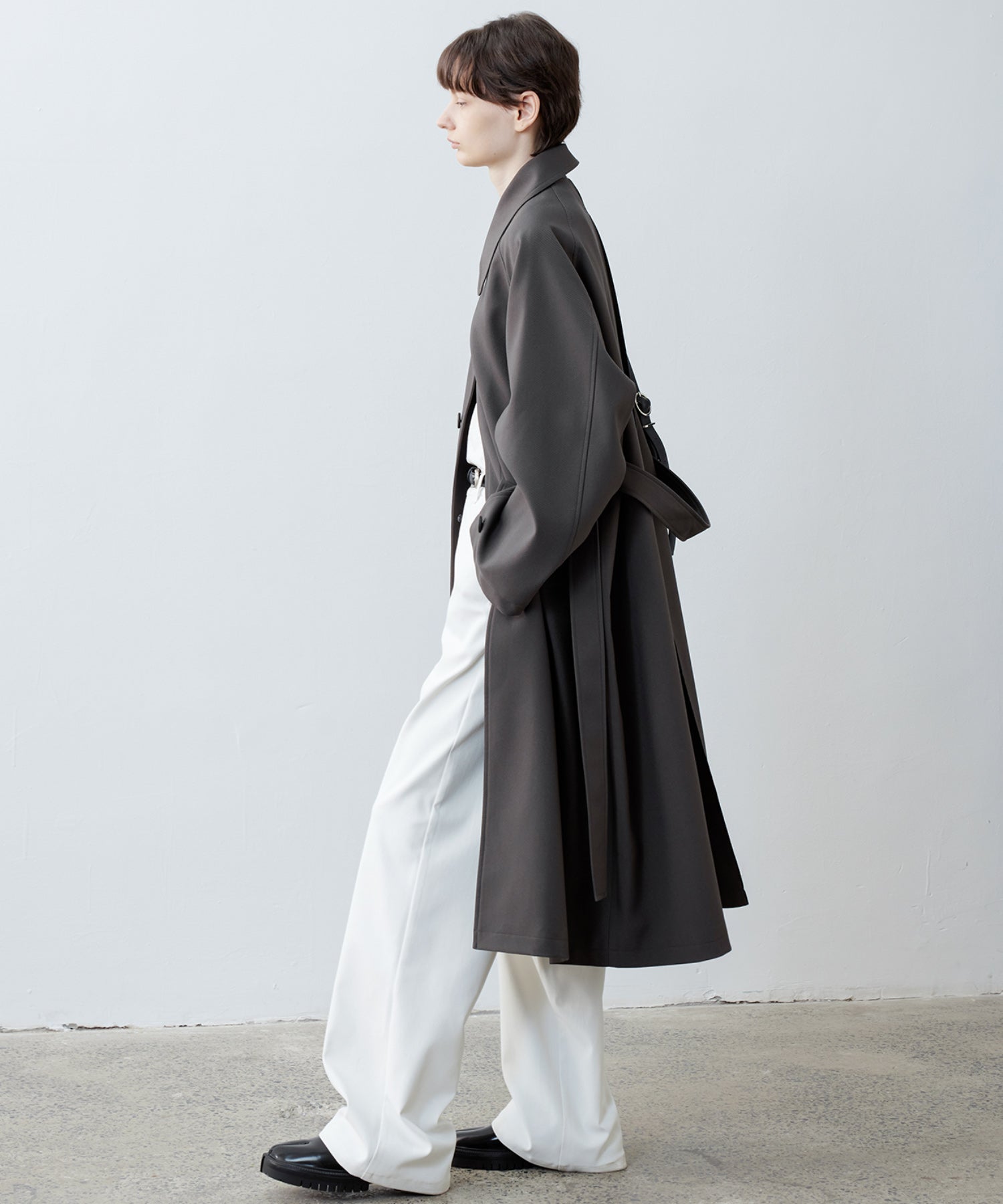 Clean-Cut Longline Coat with Belt – Easy Care Design