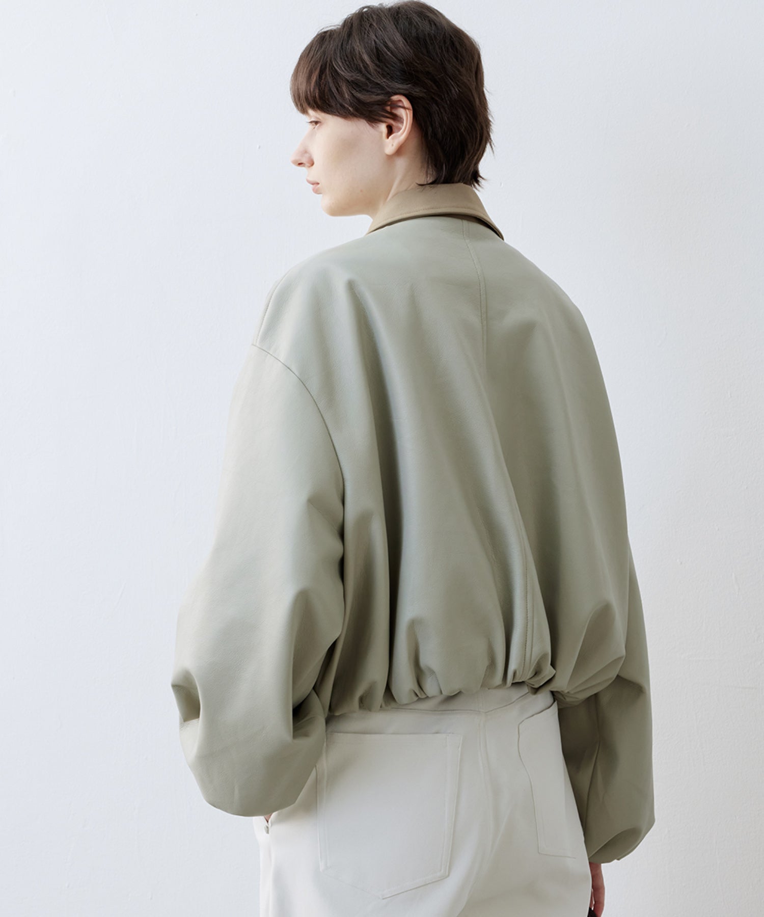 Vegan Leather Balloon Sleeve Blouson