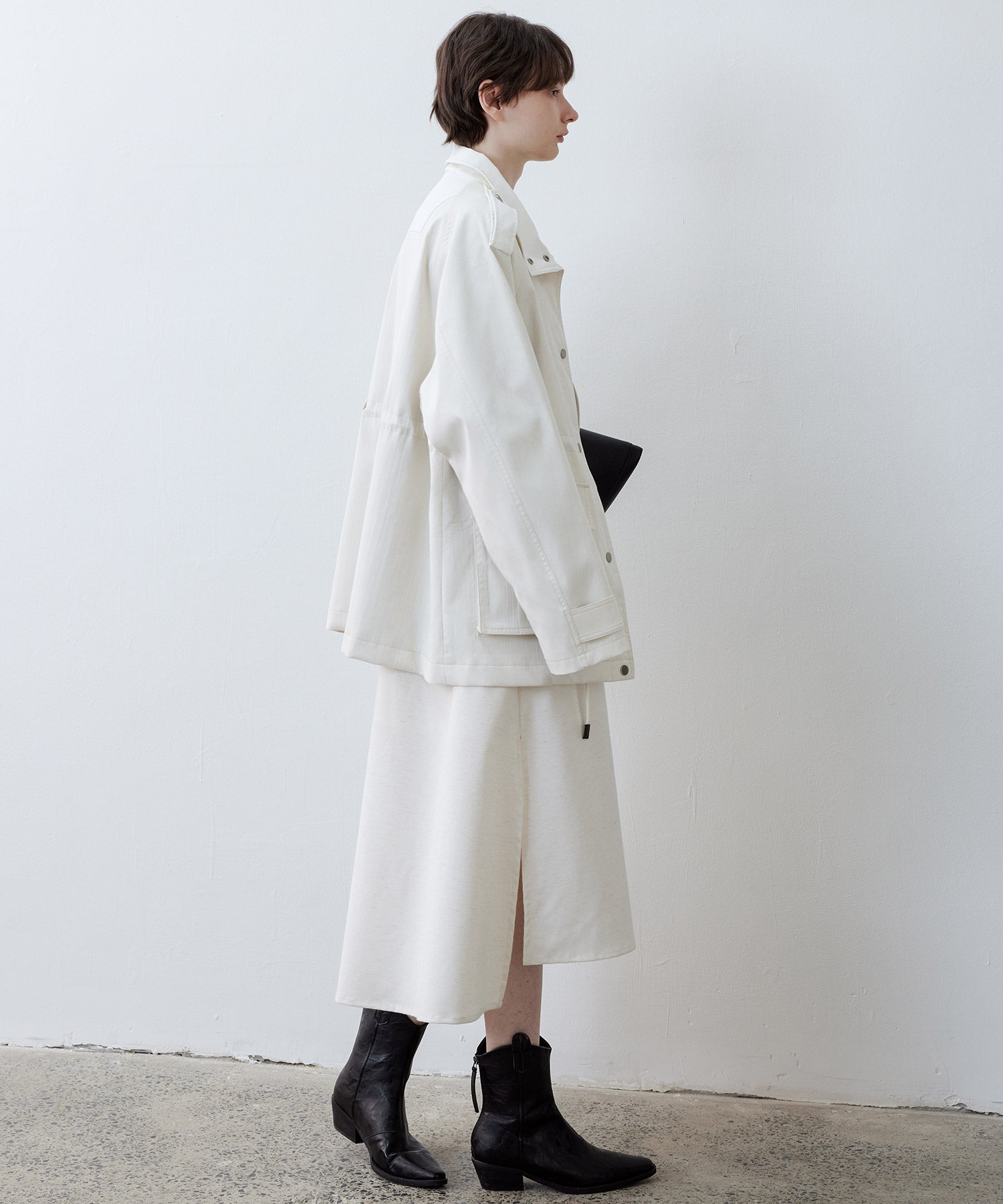 Minimalist White Stand Collar Military Jacket