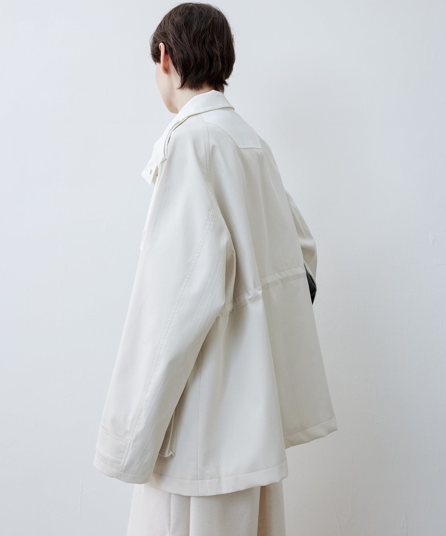 Minimalist White Stand Collar Military Jacket