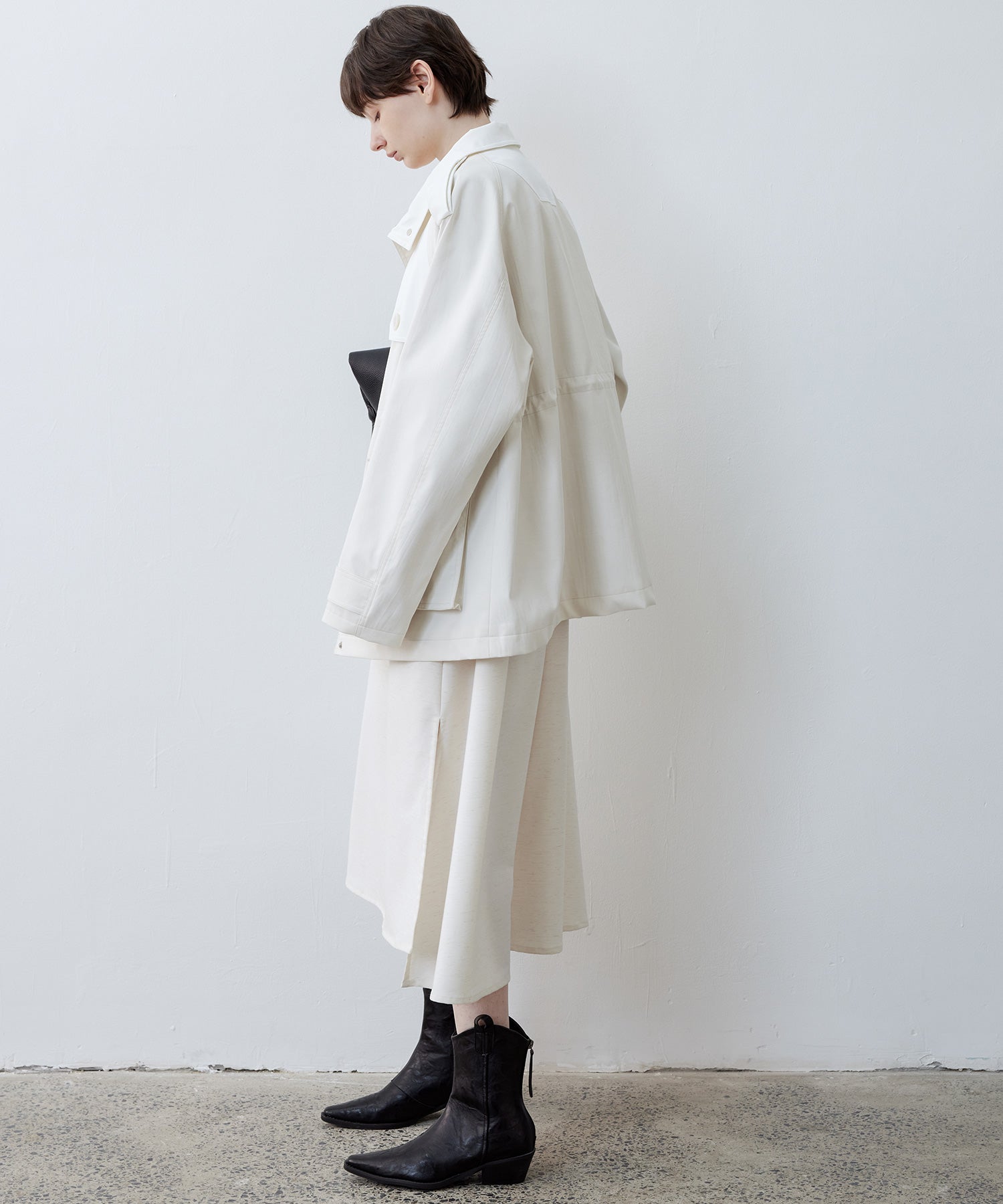 Minimalist White Stand Collar Military Jacket