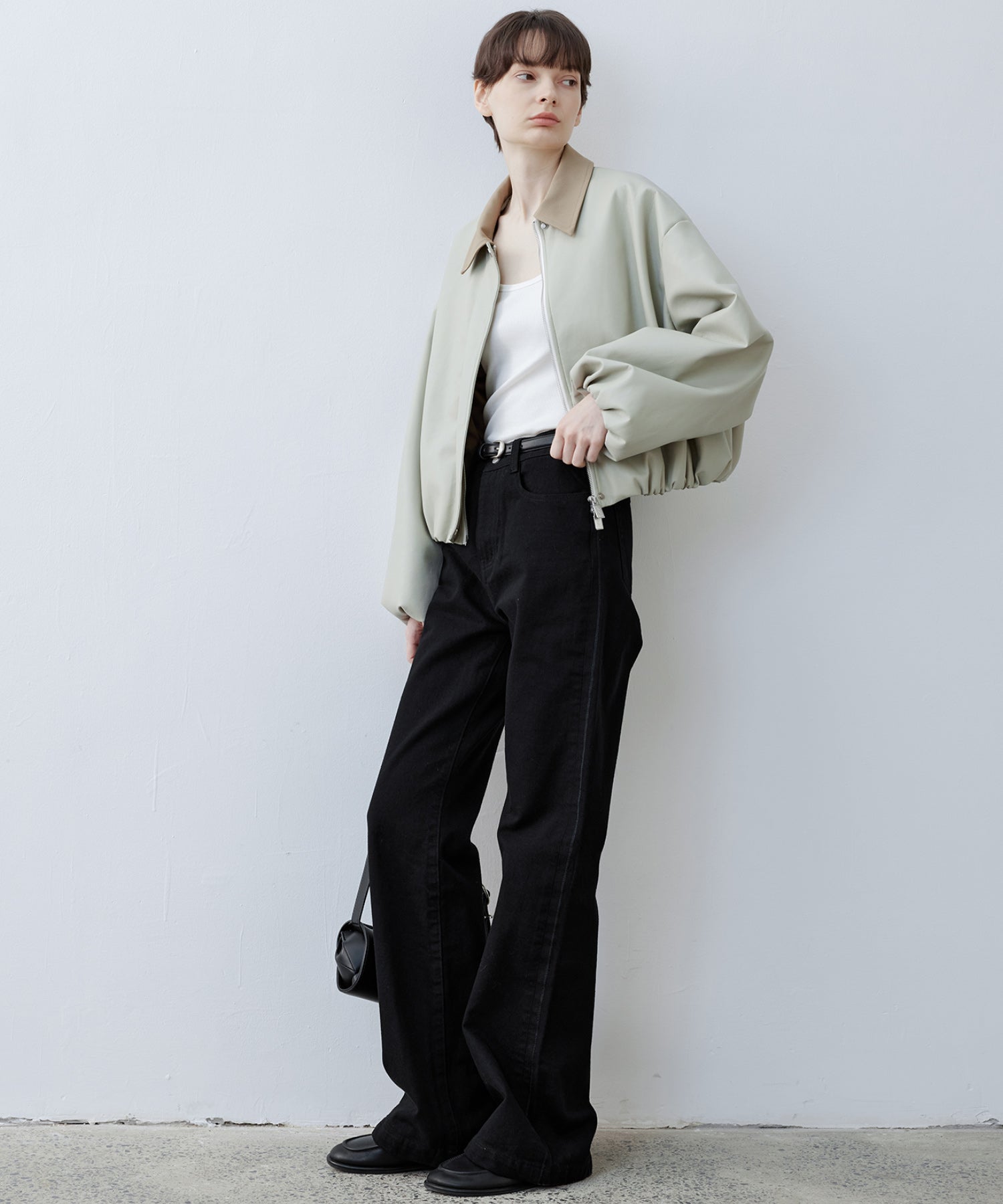 Vegan Leather Balloon Sleeve Blouson