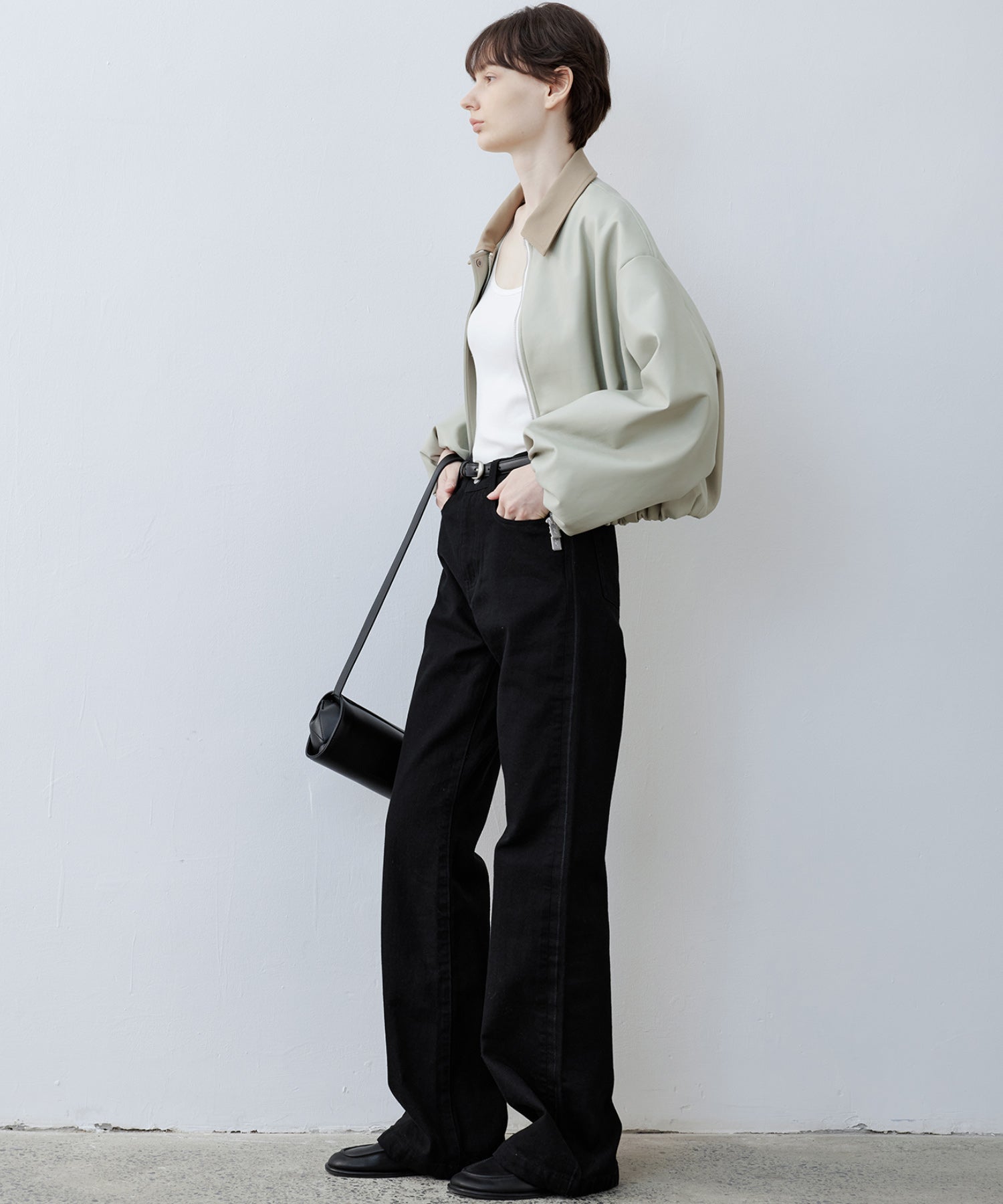 Vegan Leather Balloon Sleeve Blouson