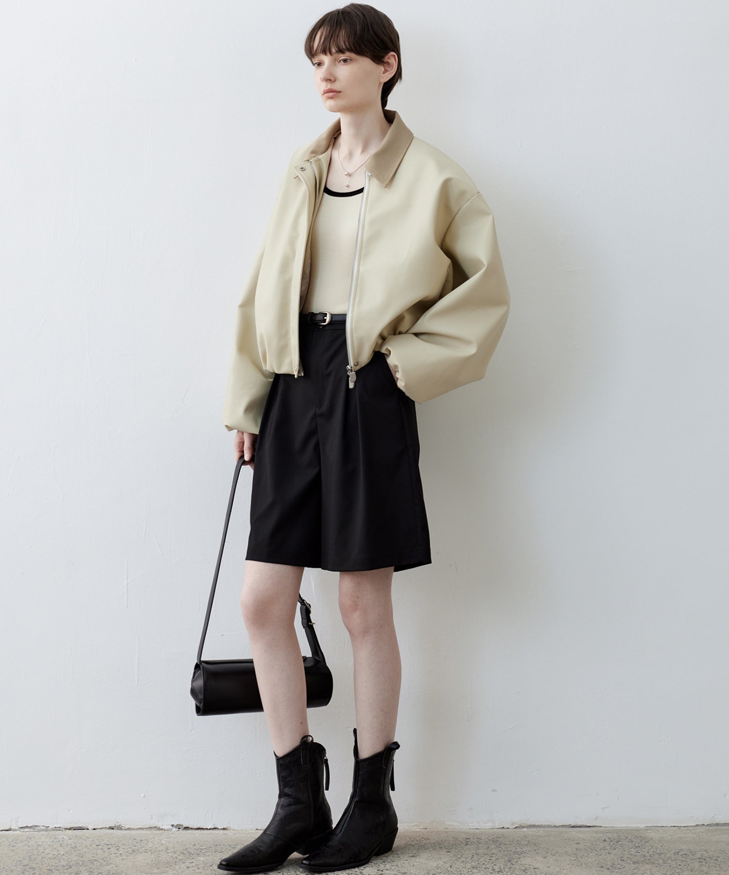 Vegan Leather Balloon Sleeve Blouson