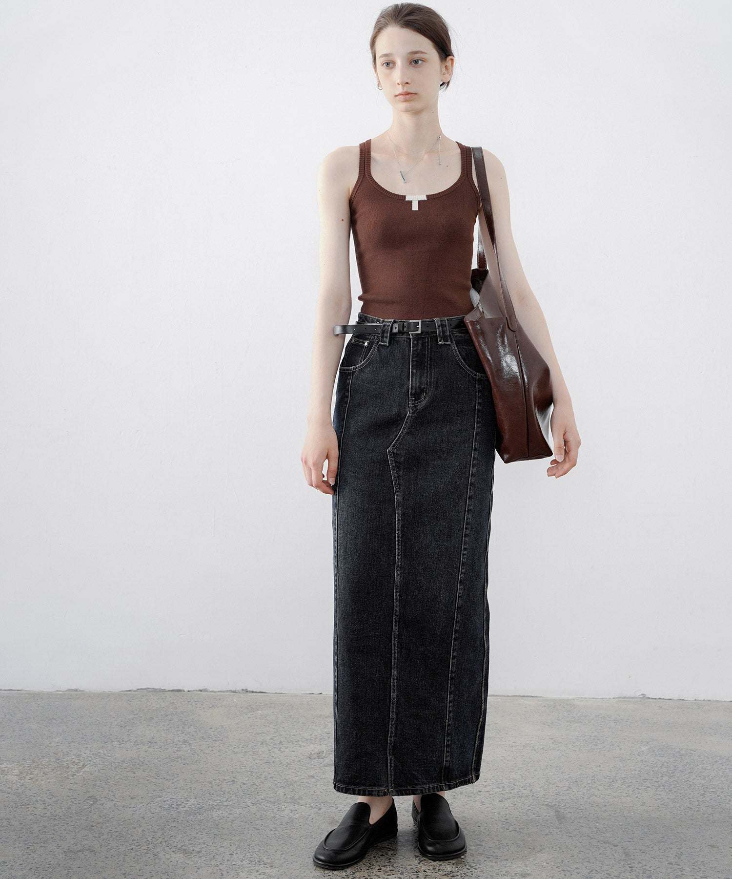 Minimalist “T” Logo Knit Cami Top