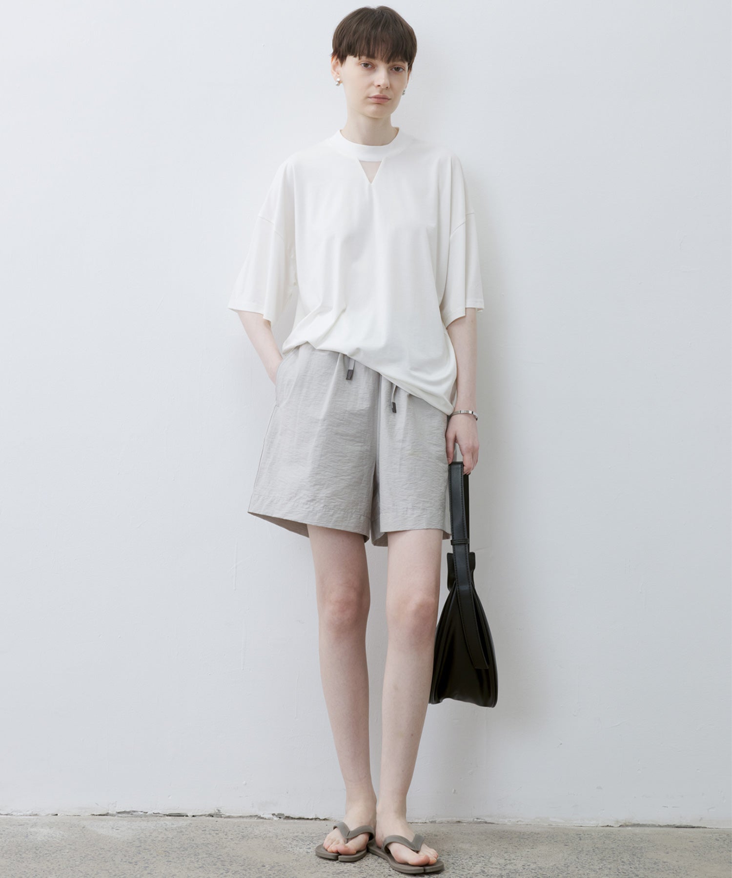 Oversize Contrast Sheer Docking T-Shirt/Tops