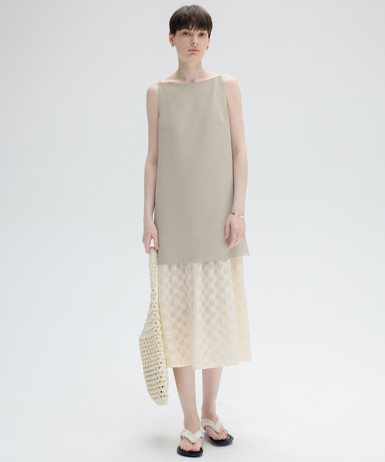 Layered Check & Stripe Dress