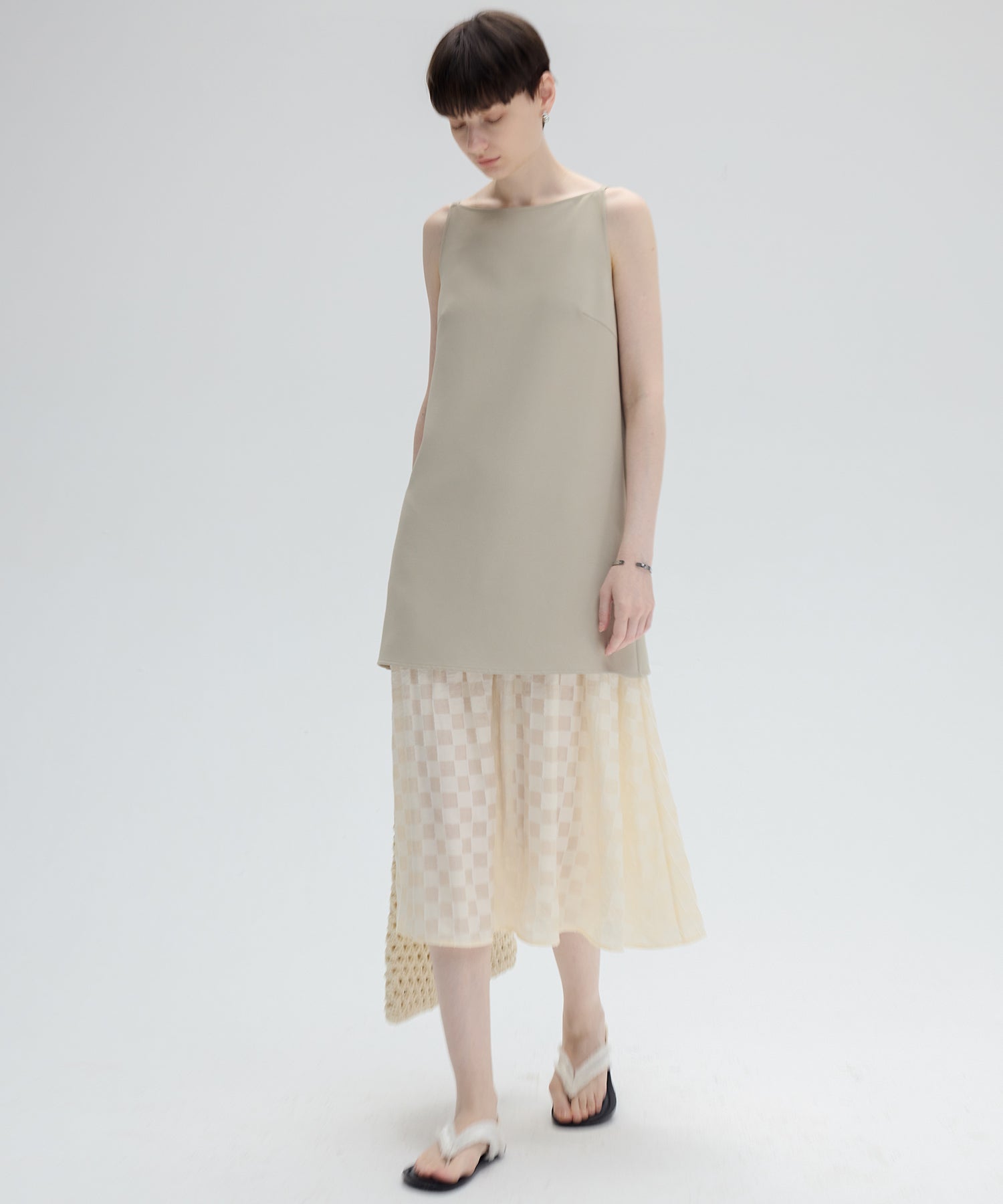 Layered Check & Stripe Dress