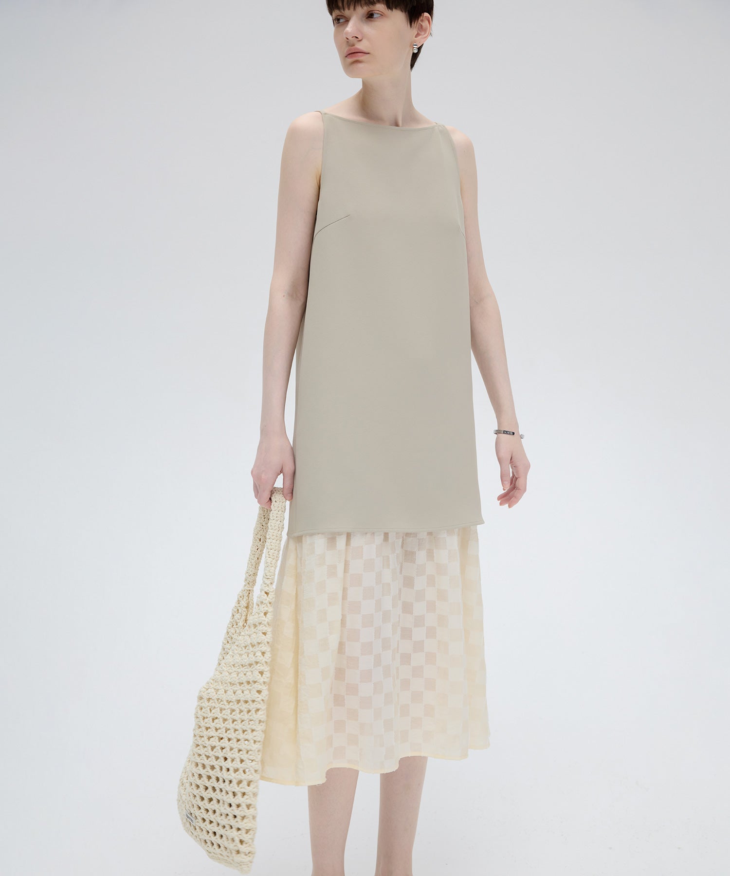 Layered Check & Stripe Dress