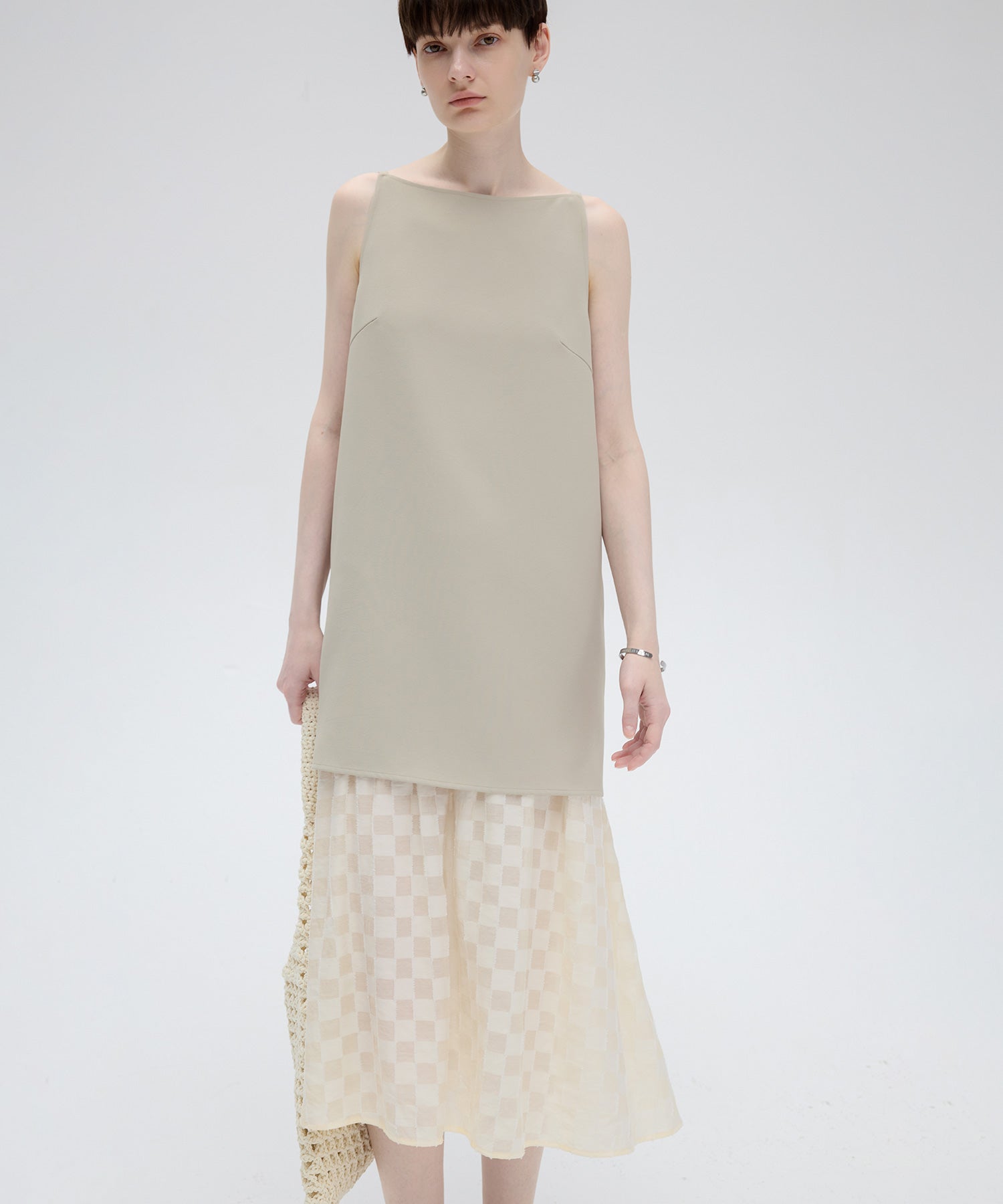 Layered Check & Stripe Dress