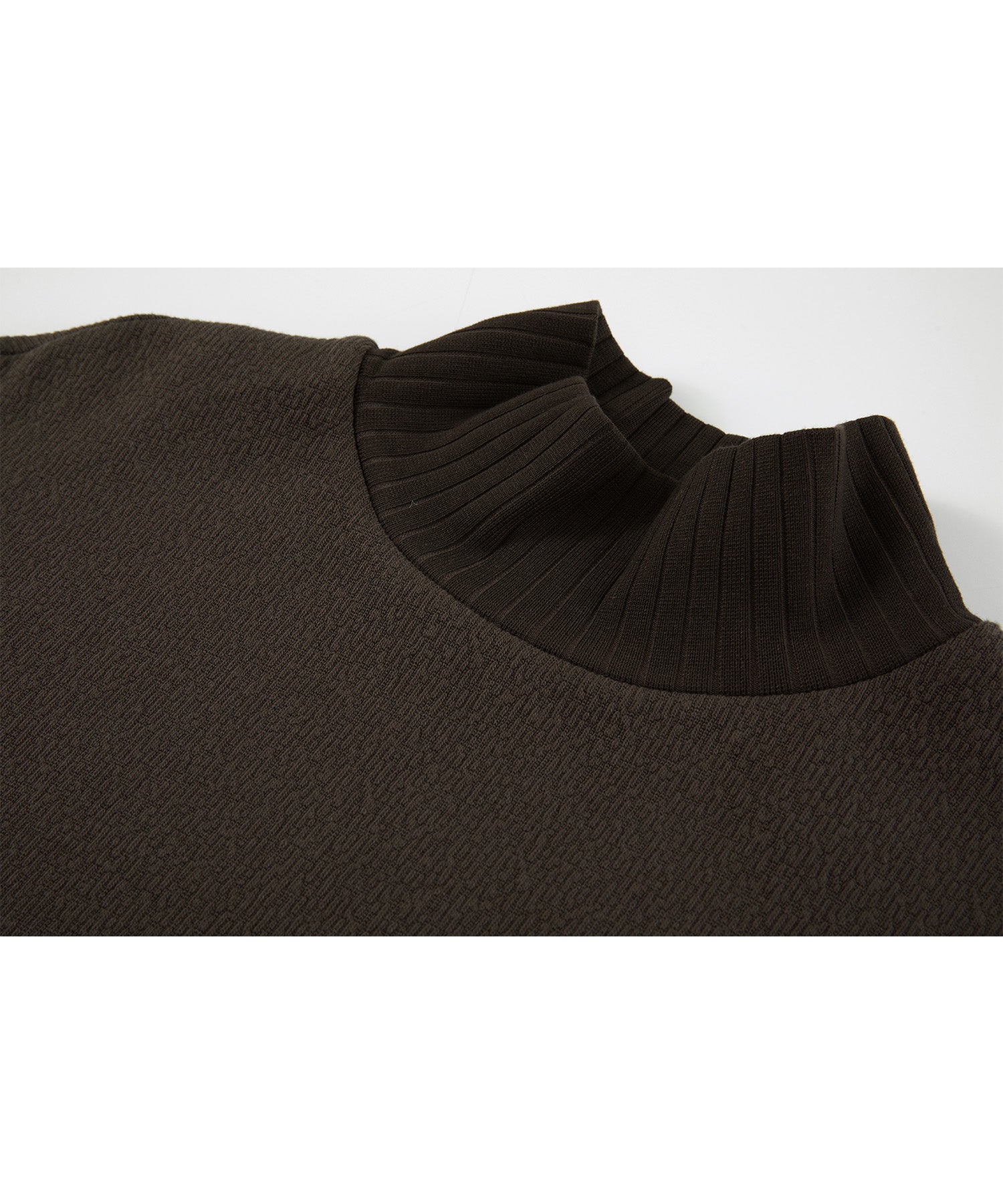 Front Slit High-Neck Jacquard Cut Top