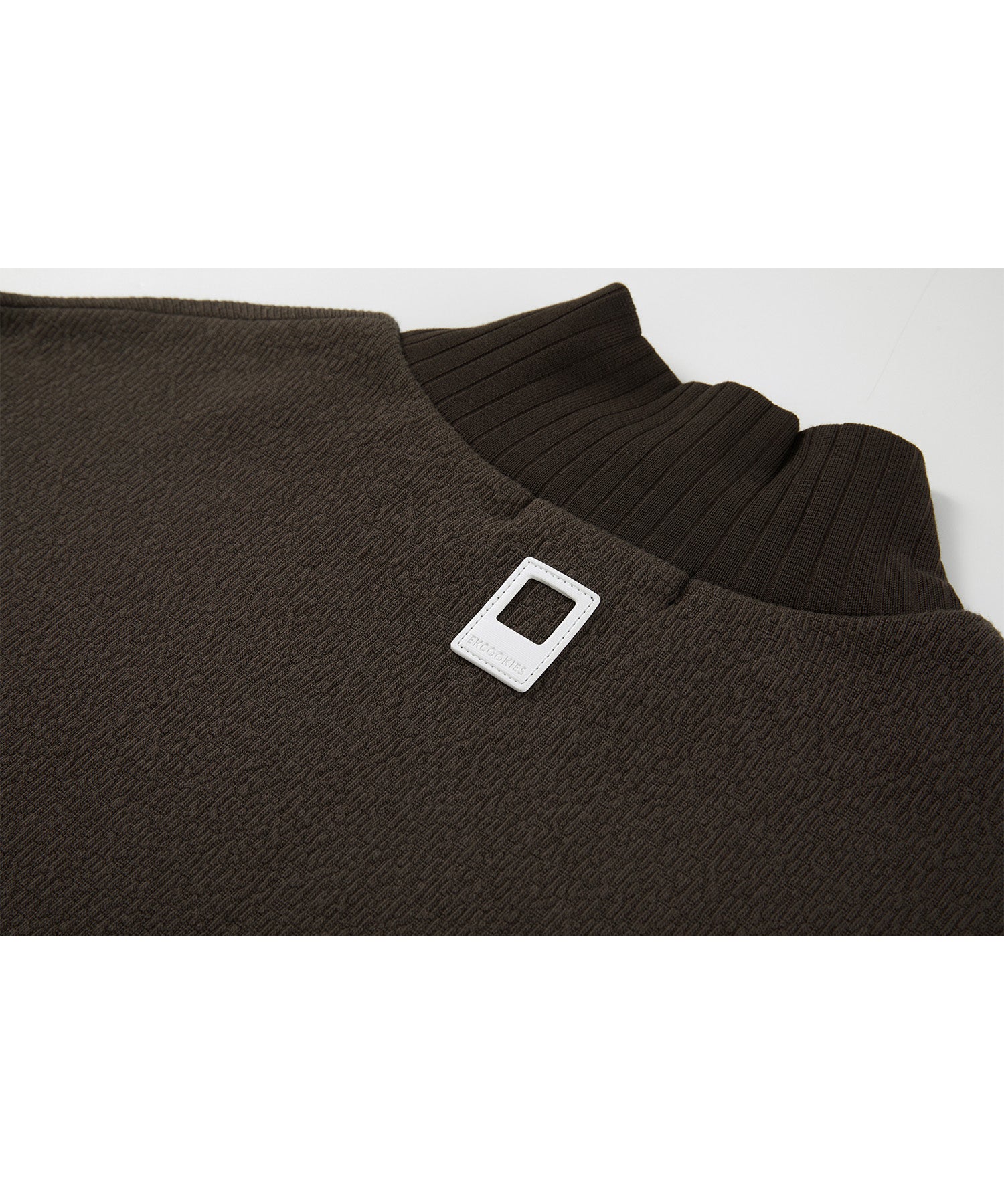 Front Slit High-Neck Jacquard Cut Top